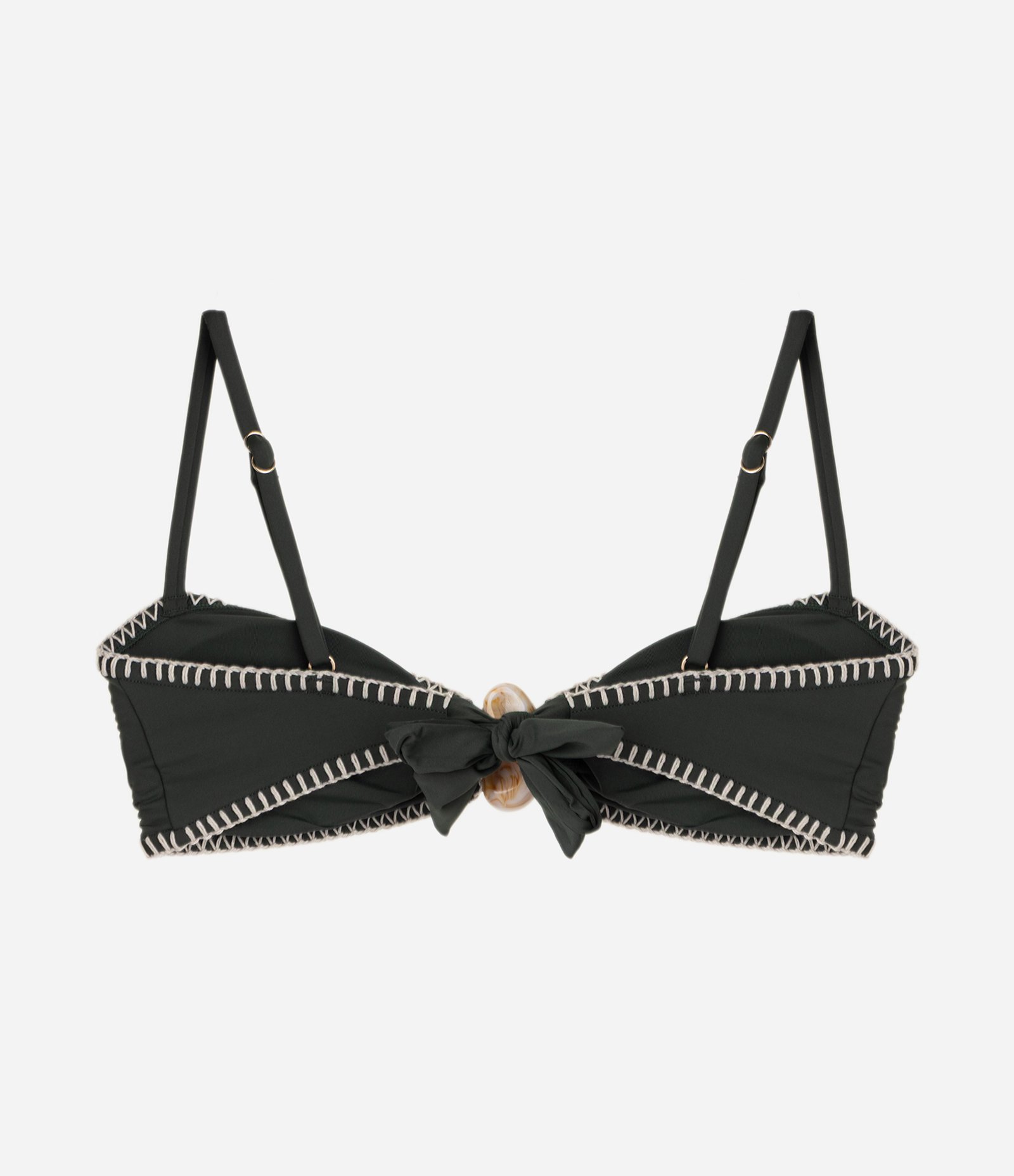 Biquíni Top Bandeau com Pedra Central Verde 6
