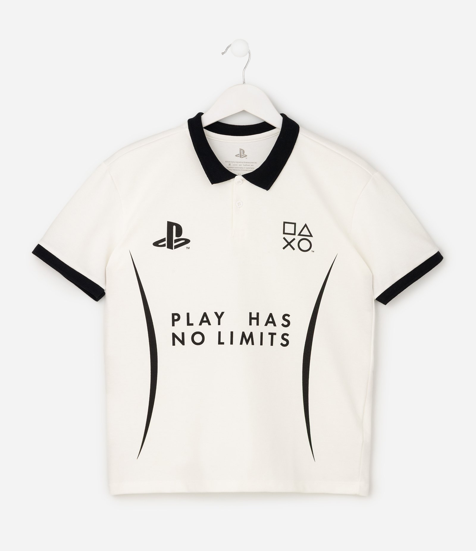 Camiseta Polo Infantil com Estampa PlayStation e Recortes – Tam 5 a 14 Anos Branco 2