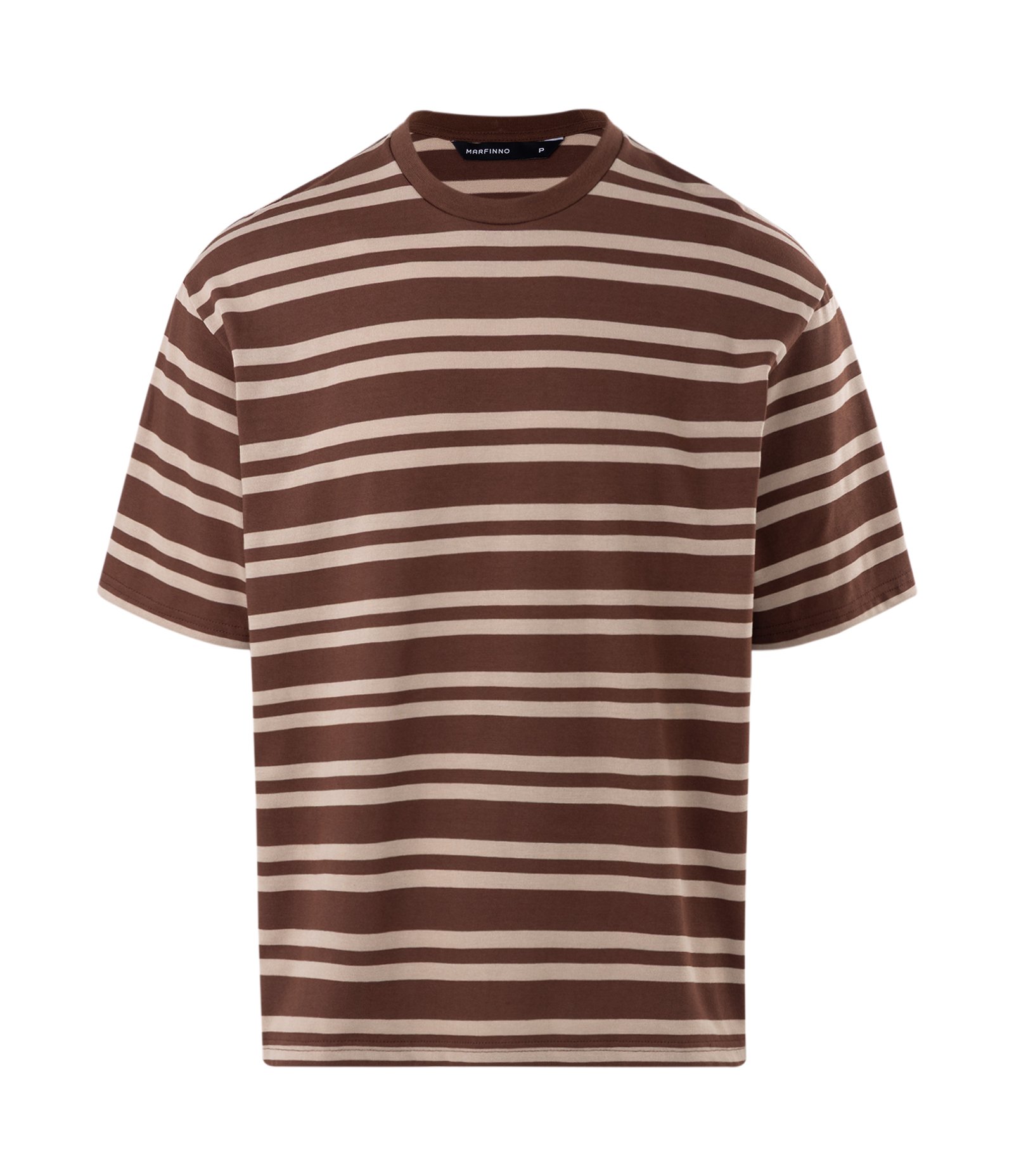 Camiseta Listrada Fio Tinto Algodão Marrom 1