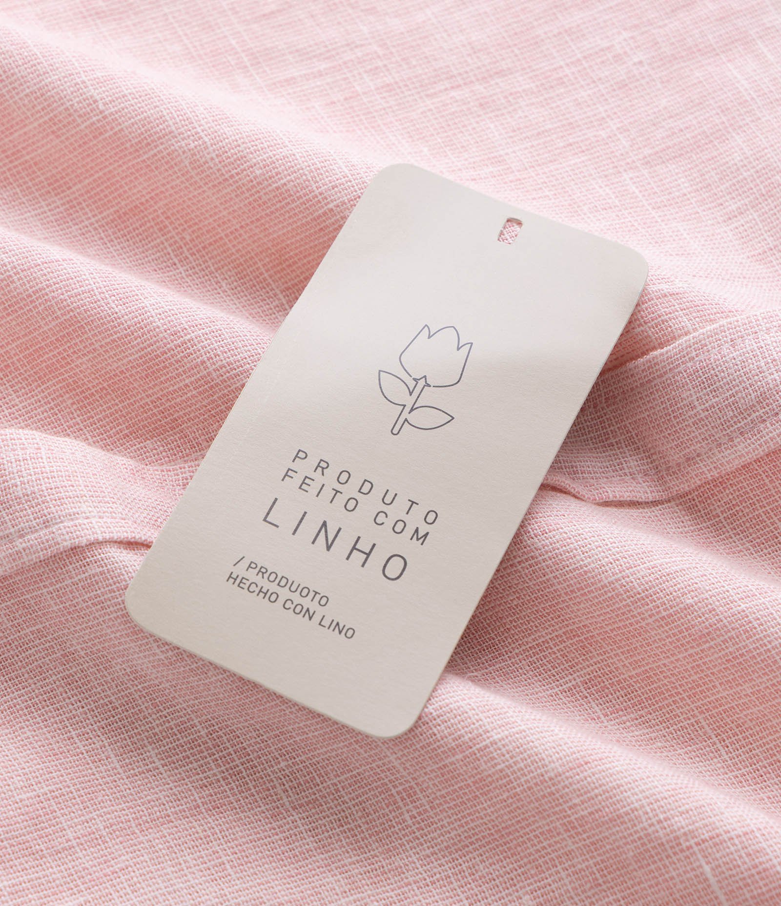Camisa em Linho Crepe com Botões Frontais Rosa 7