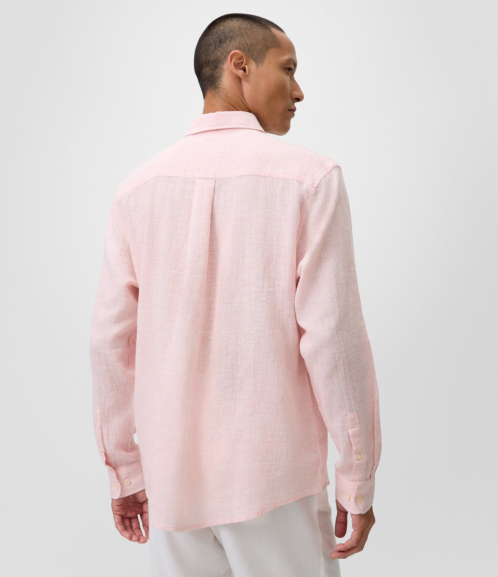 Camisa em Linho Crepe com Botões Frontais Rosa 3
