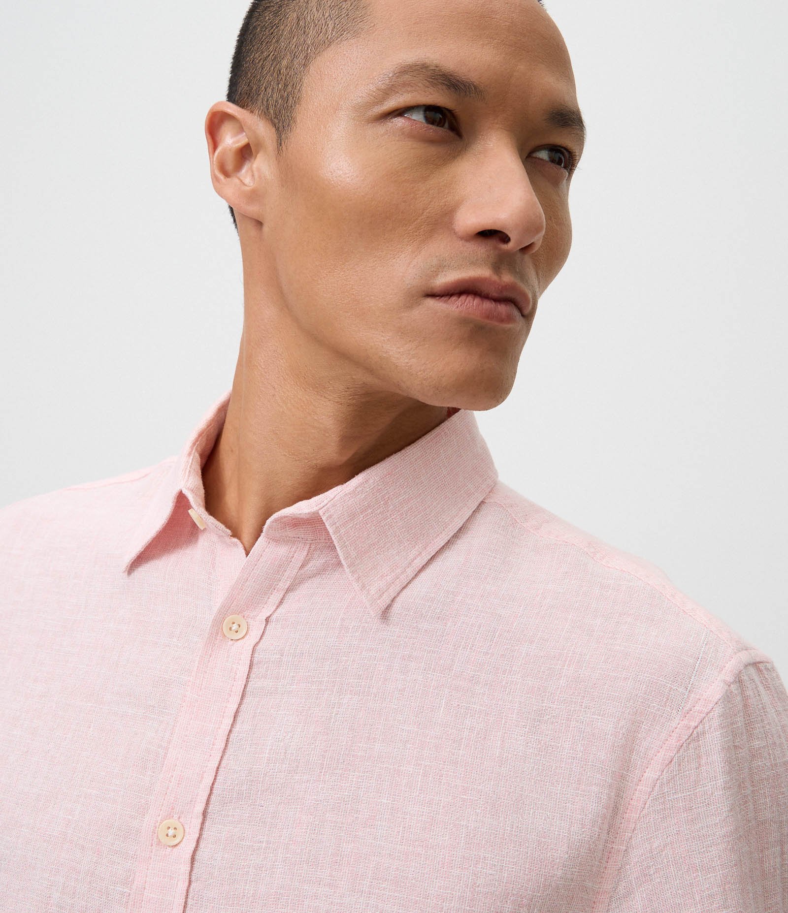 Camisa em Linho Crepe com Botões Frontais Rosa 4