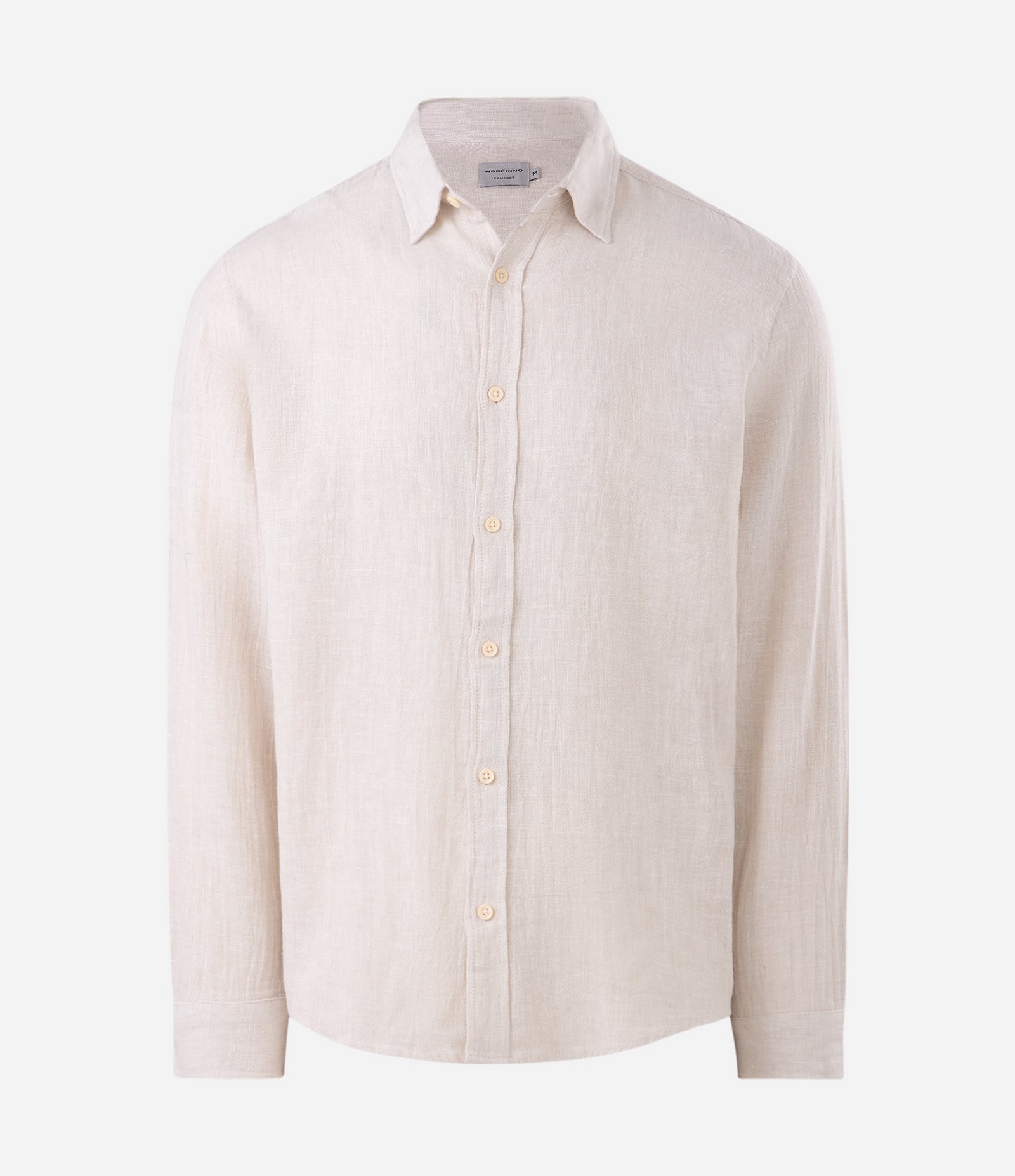 Camisa em Linho Crepe com Botões Frontais Bege 5