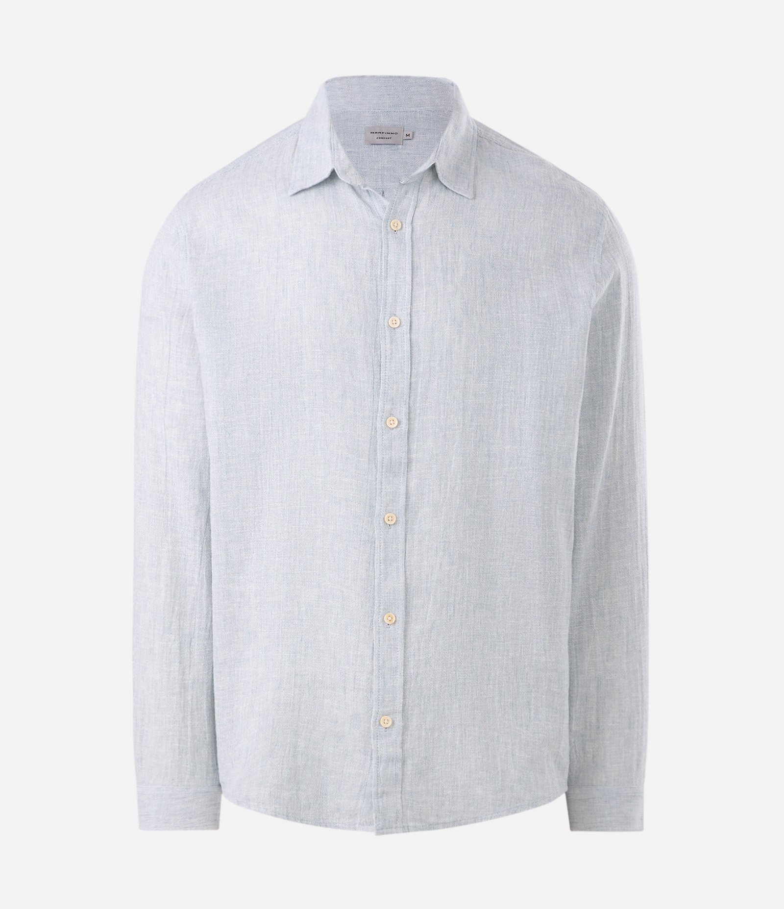 Camisa em Linho Crepe com Botões Frontais Azul Acinzentado 5