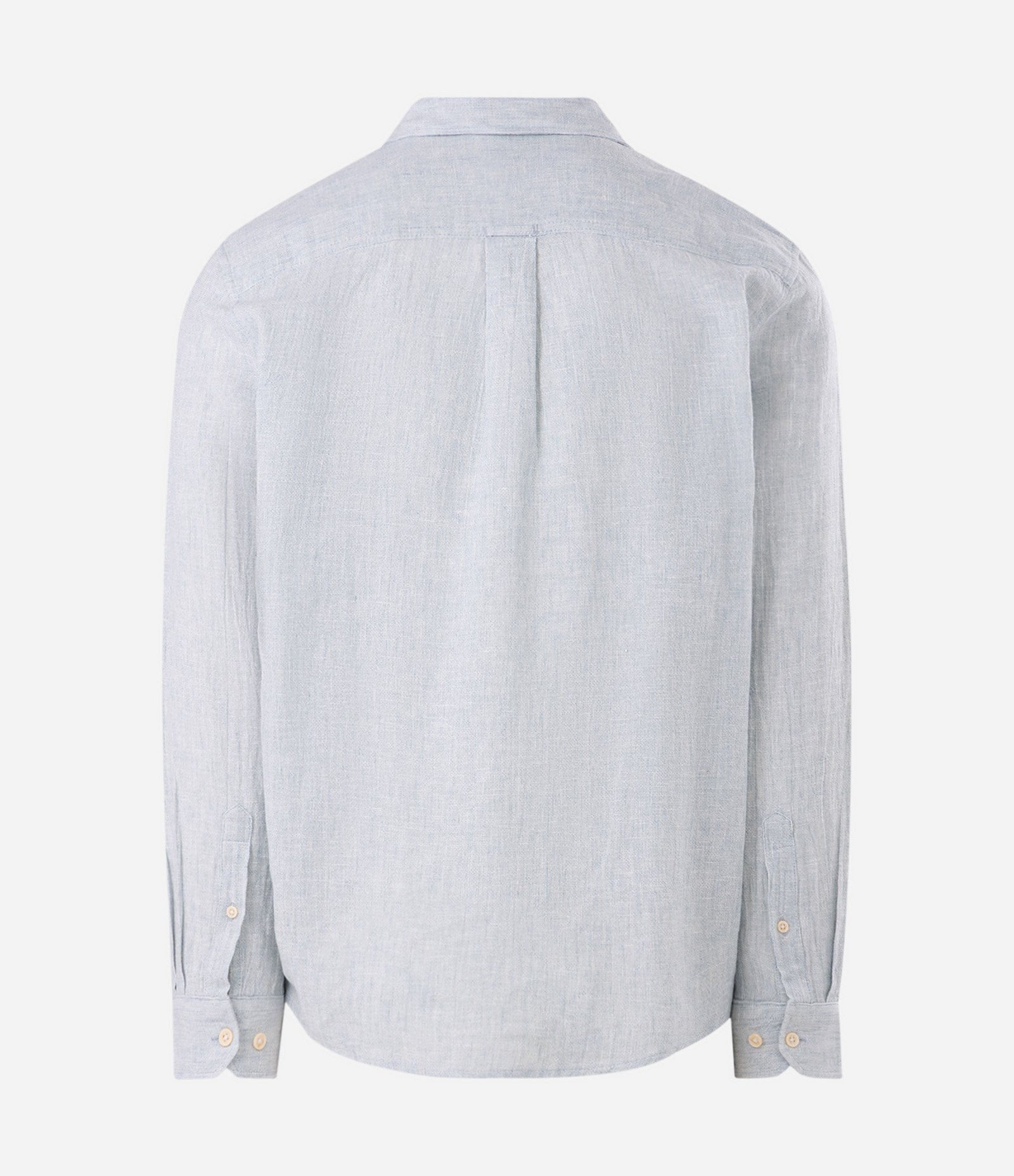 Camisa em Linho Crepe com Botões Frontais Azul Acinzentado 6