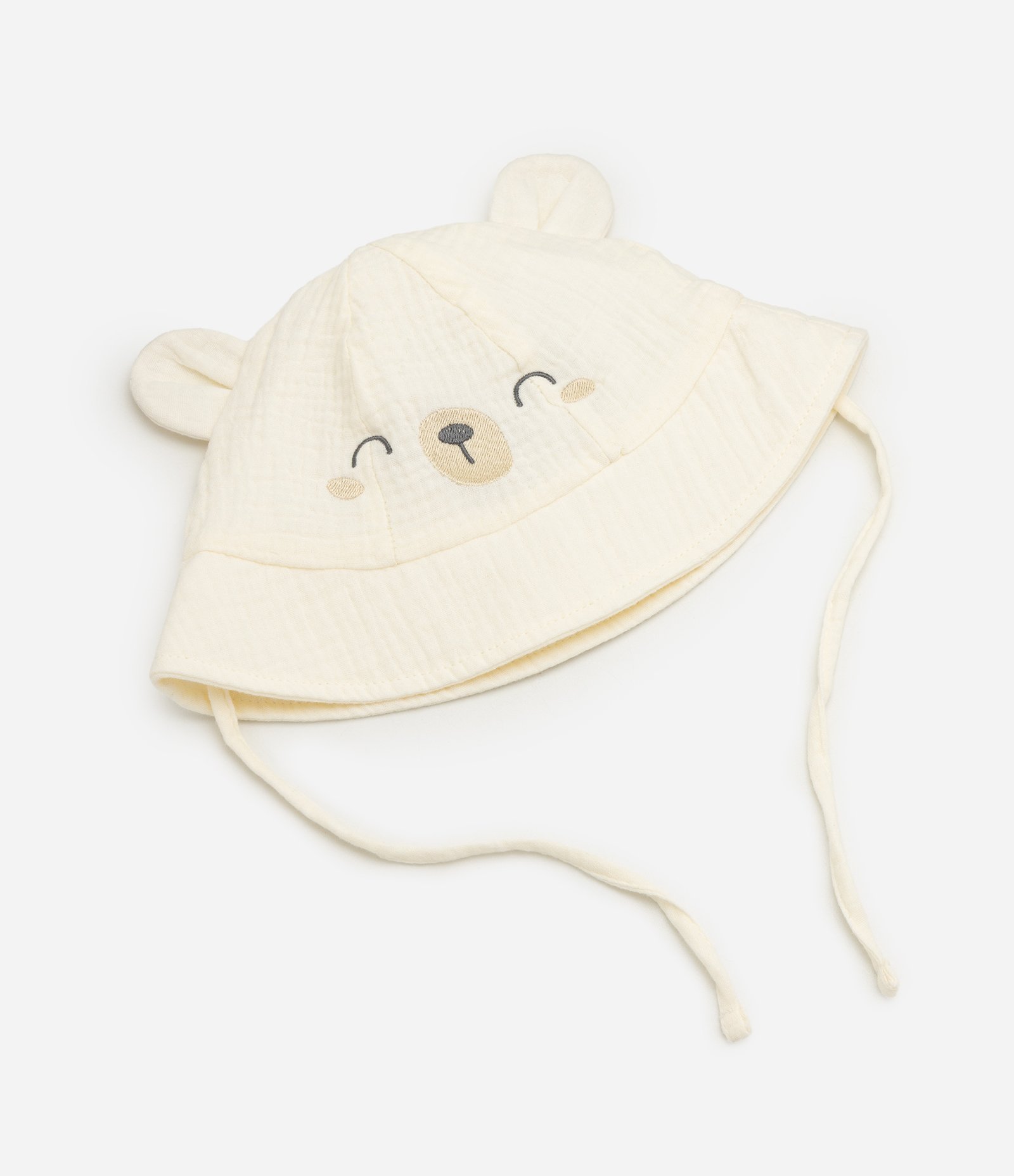 Chapeu Bucket Infantil Em Tricoline - Tam Único Bege 2