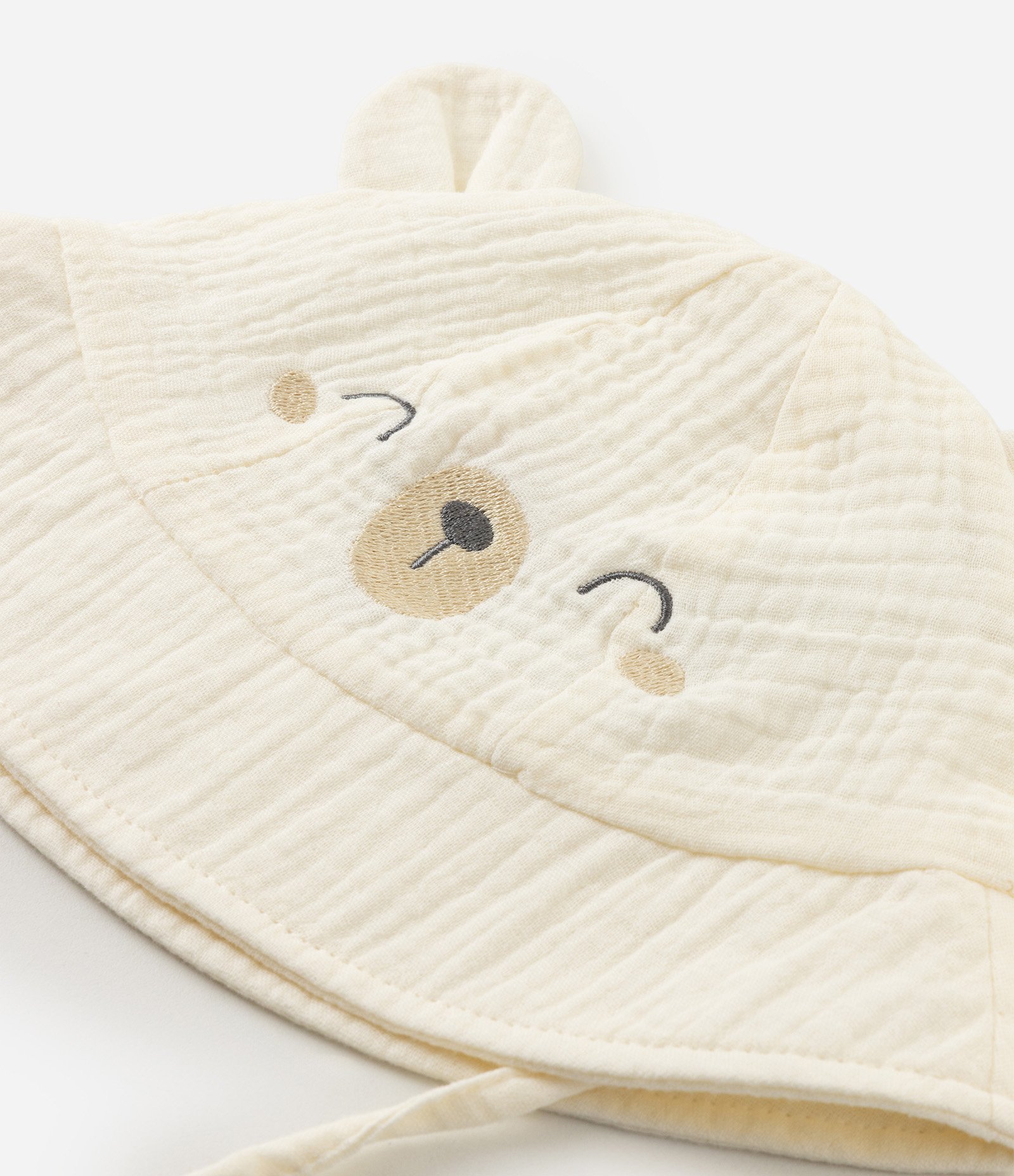 Chapeu Bucket Infantil Em Tricoline - Tam Único Bege 3