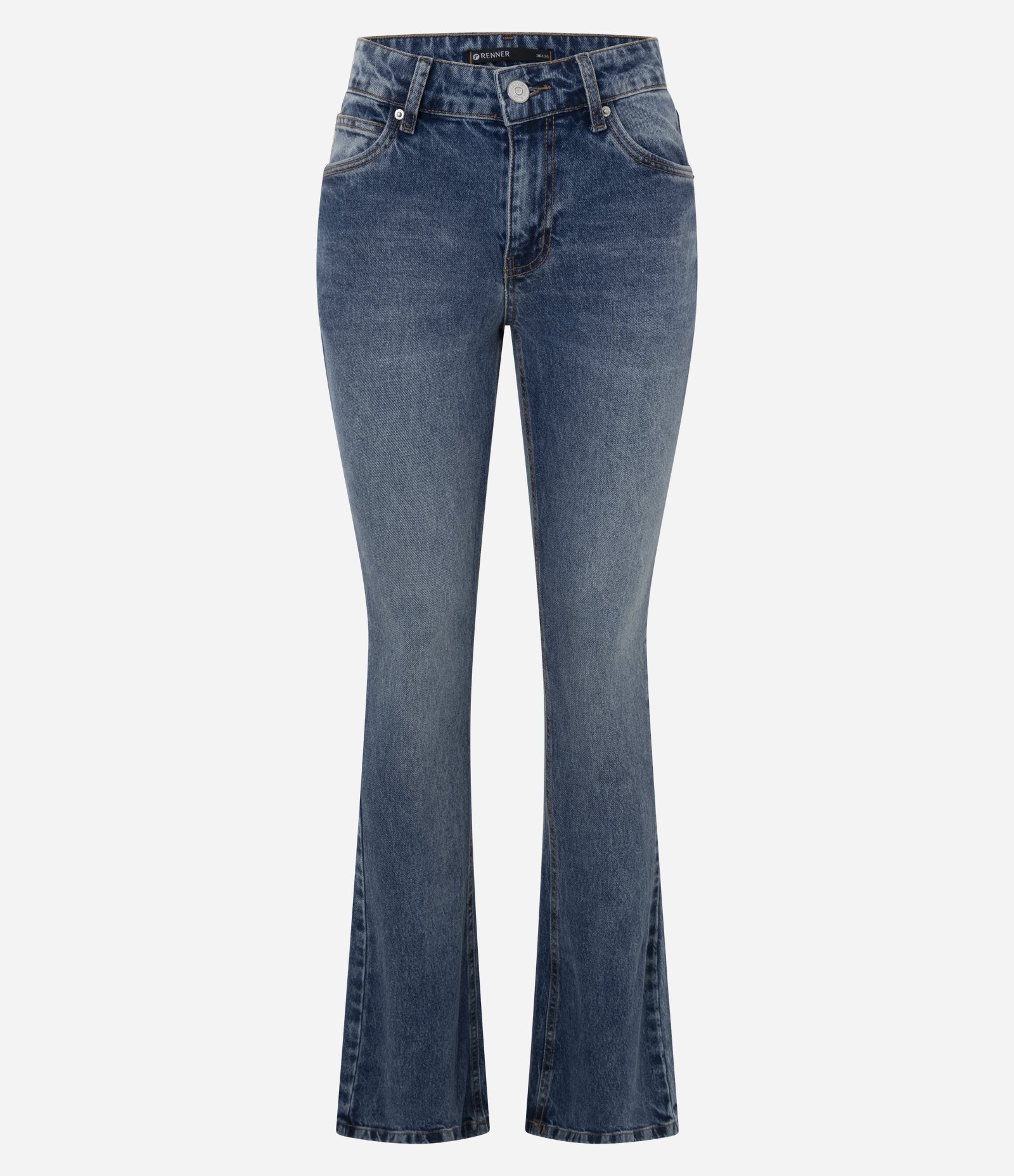 Calça Bootcut em Jeans com Cintura Baixa Azul 5