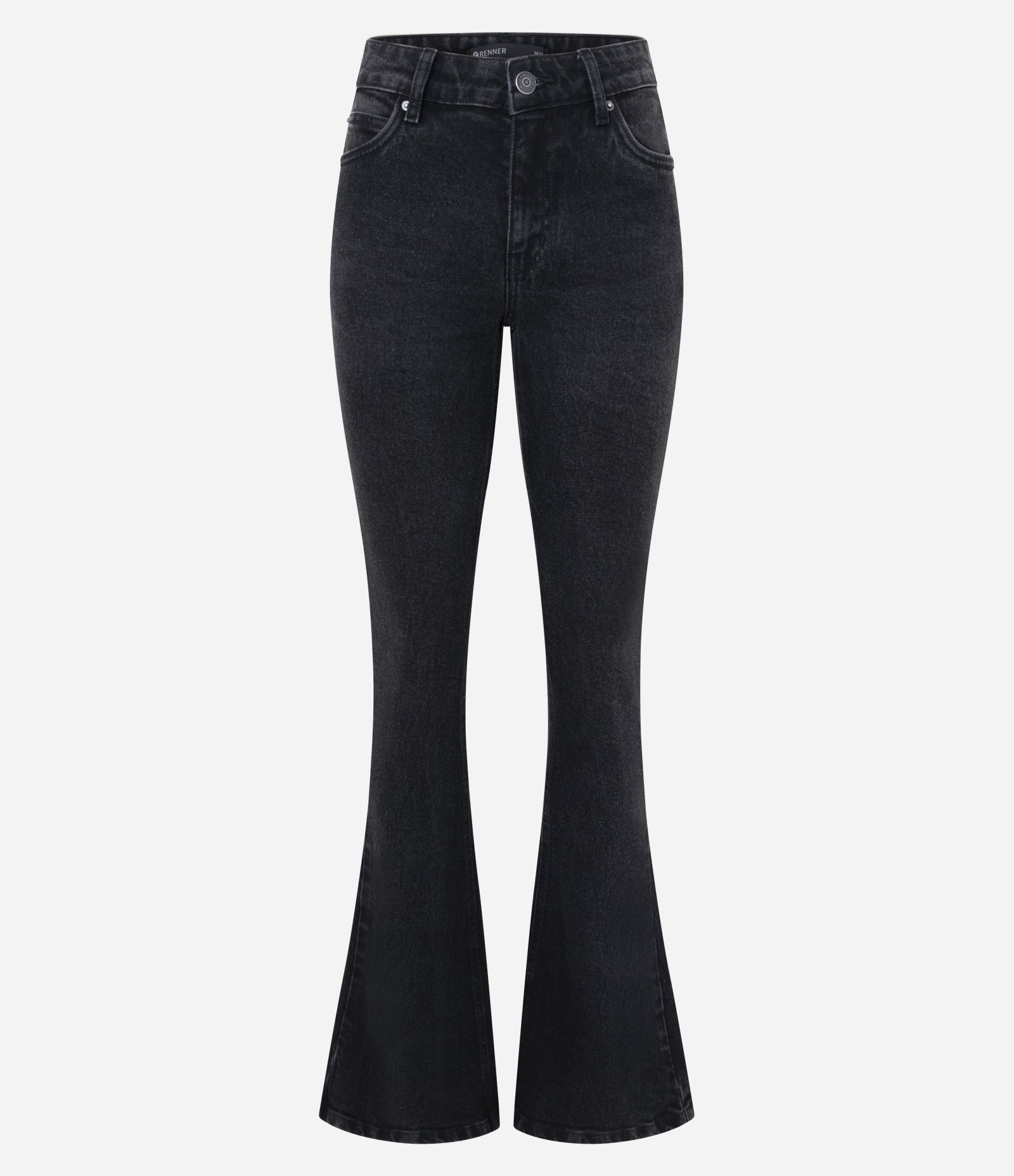 Calça Bootcut em Jeans com Cintura Baixa Preto 5