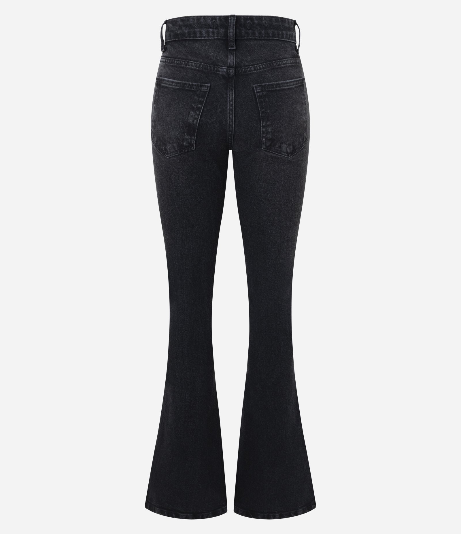 Calça Bootcut em Jeans com Cintura Baixa Preto 6