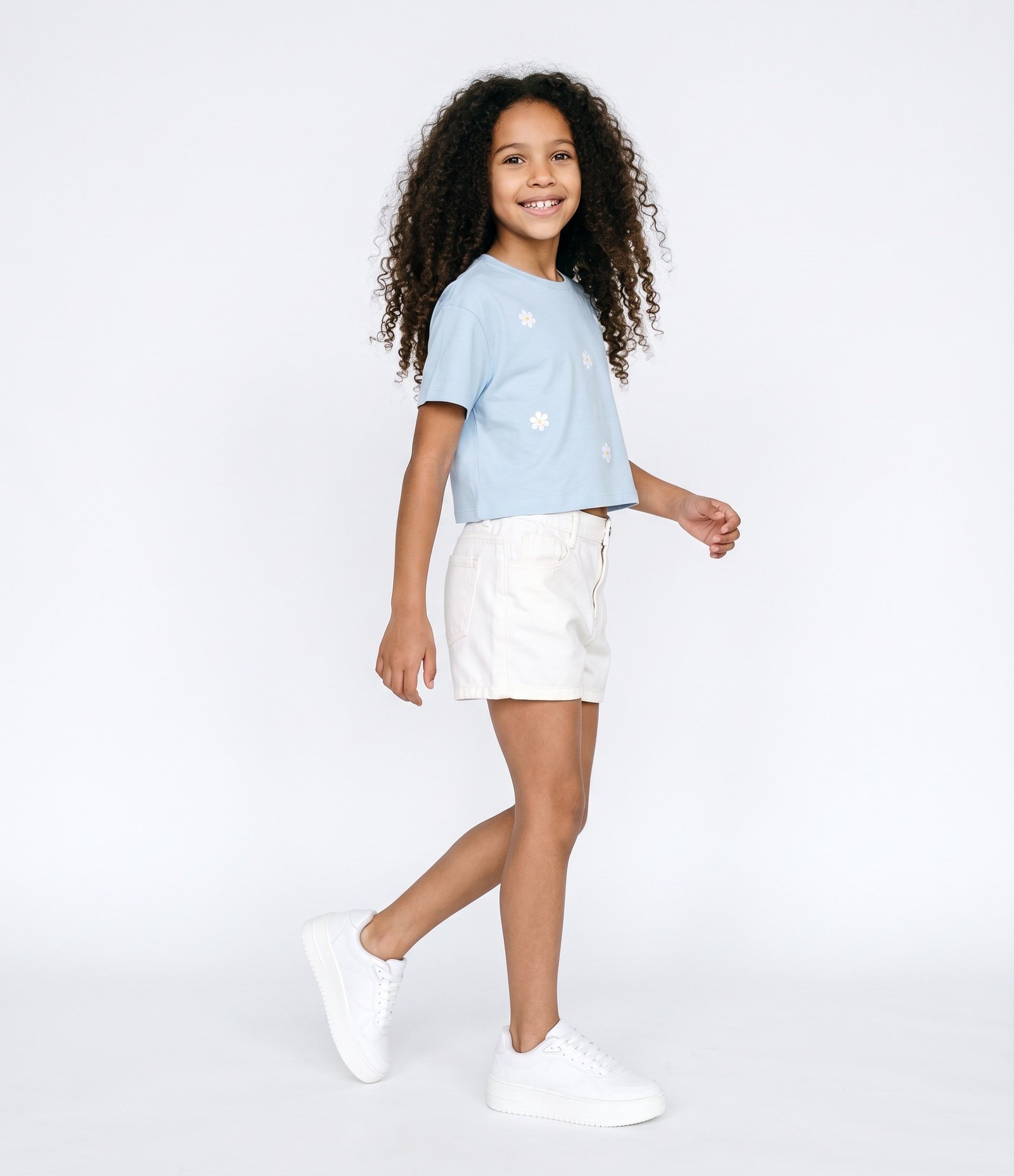 Short Jeans Infantil Básico com Bolsos Funcionais – Tam 5 a 14 Anos Branco 2