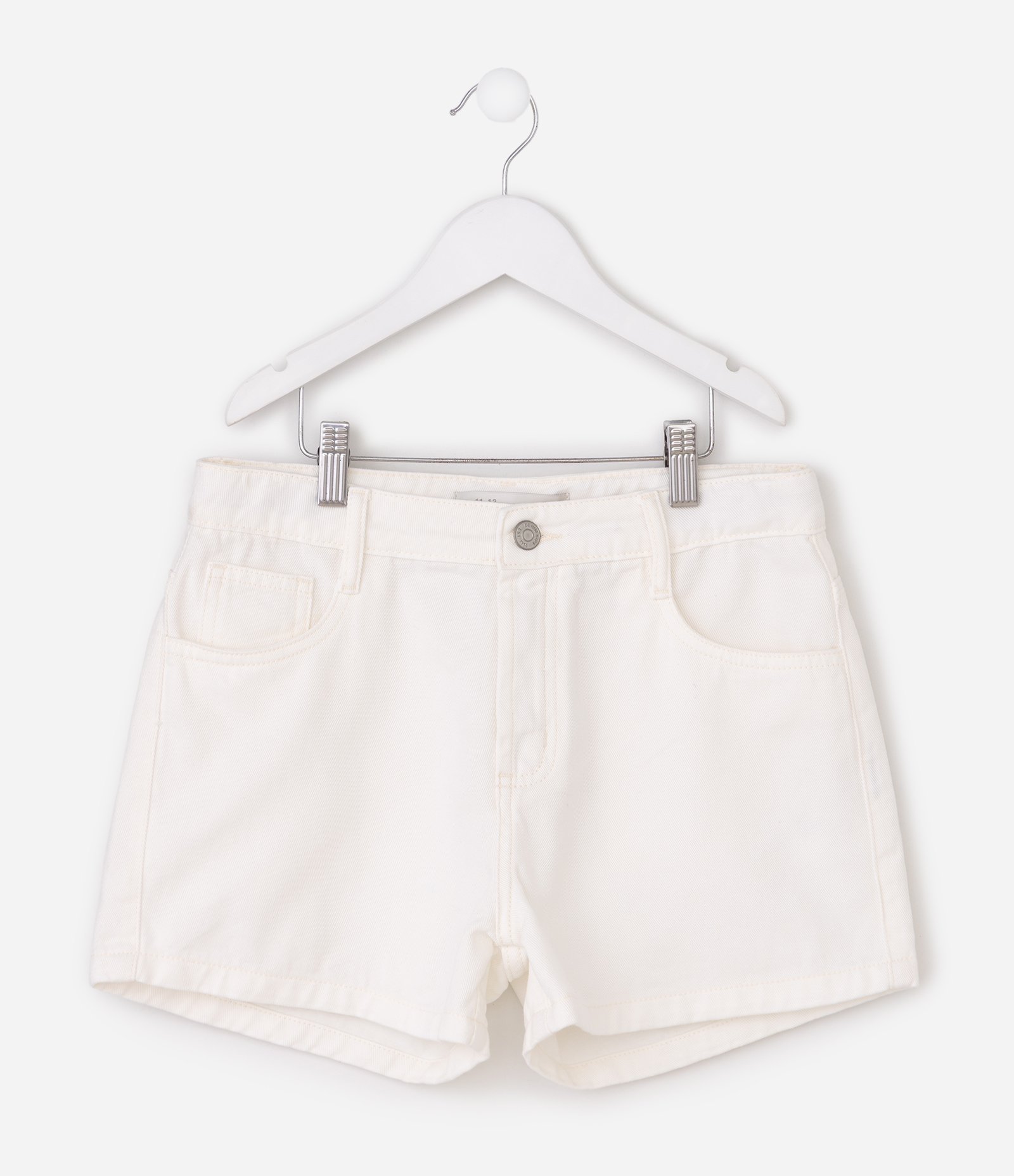 Short Jeans Infantil Básico com Bolsos Funcionais – Tam 5 a 14 Anos Branco 6