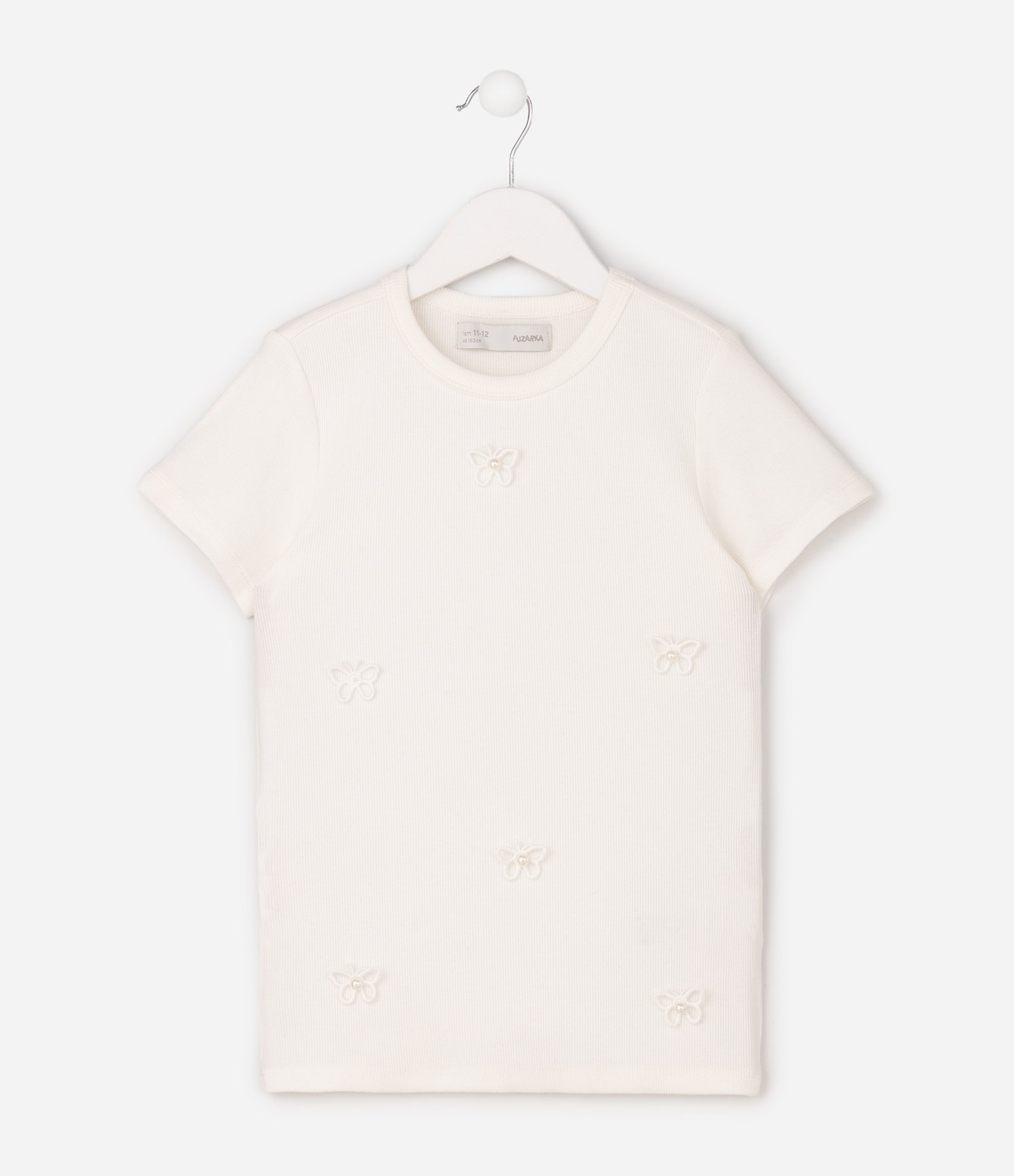 Camiseta Infantil em Algodão Floral com Bordados - Tam 5 a 16 Anos Off White 3