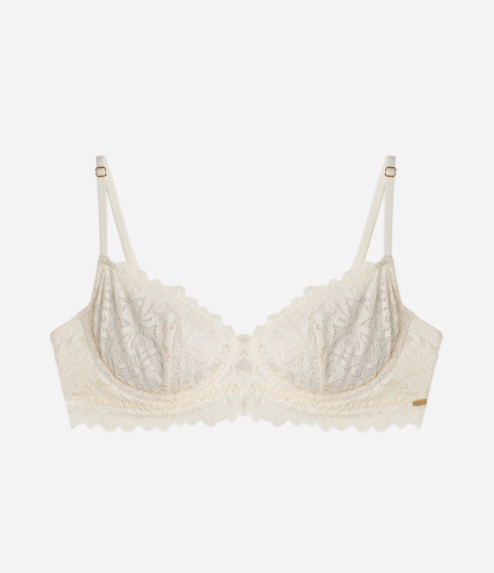 Sutiã Meia Taça sem Bojo em Renda Floral Off White 5