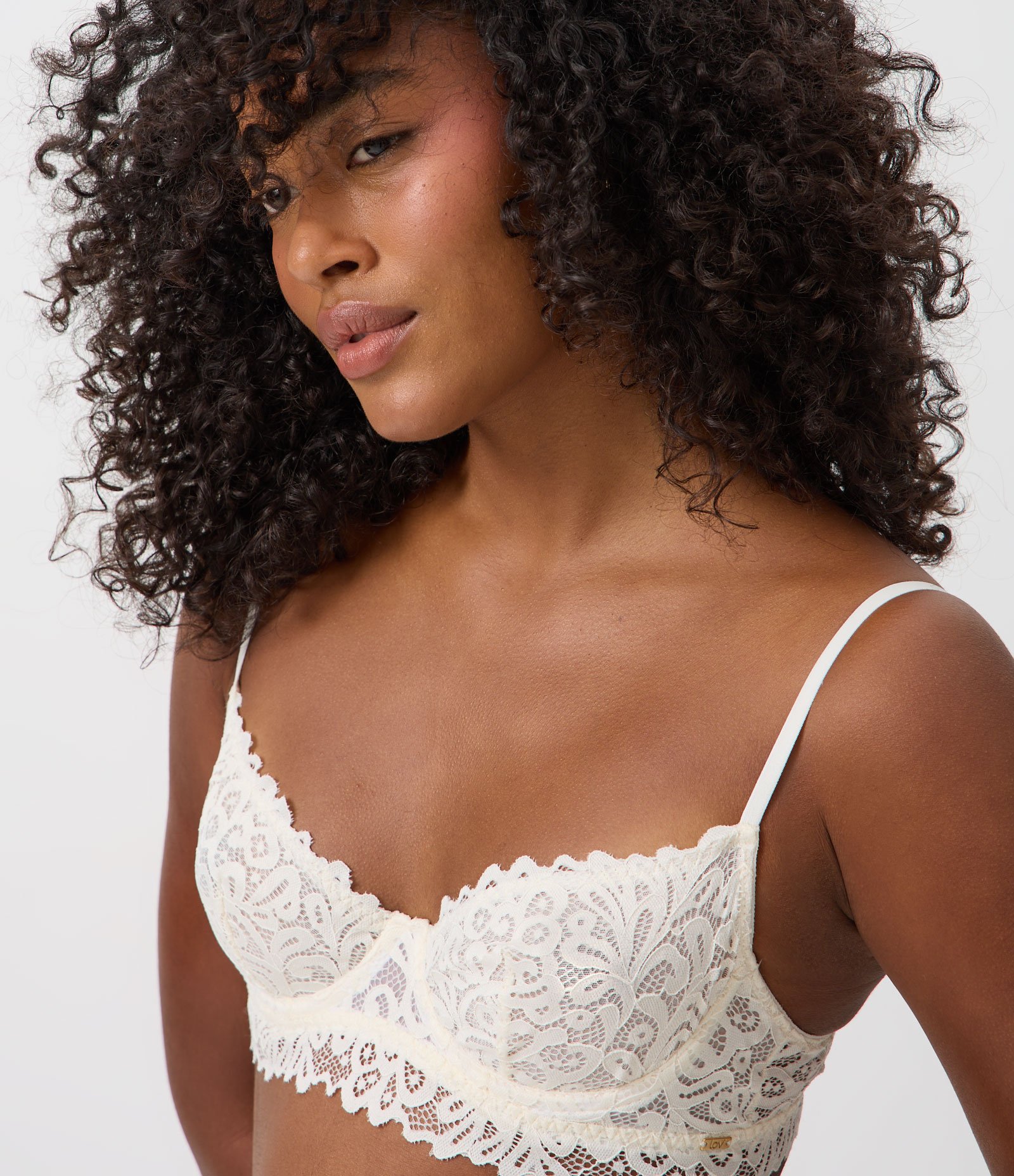 Sutiã Meia Taça sem Bojo em Renda Floral Off White 2