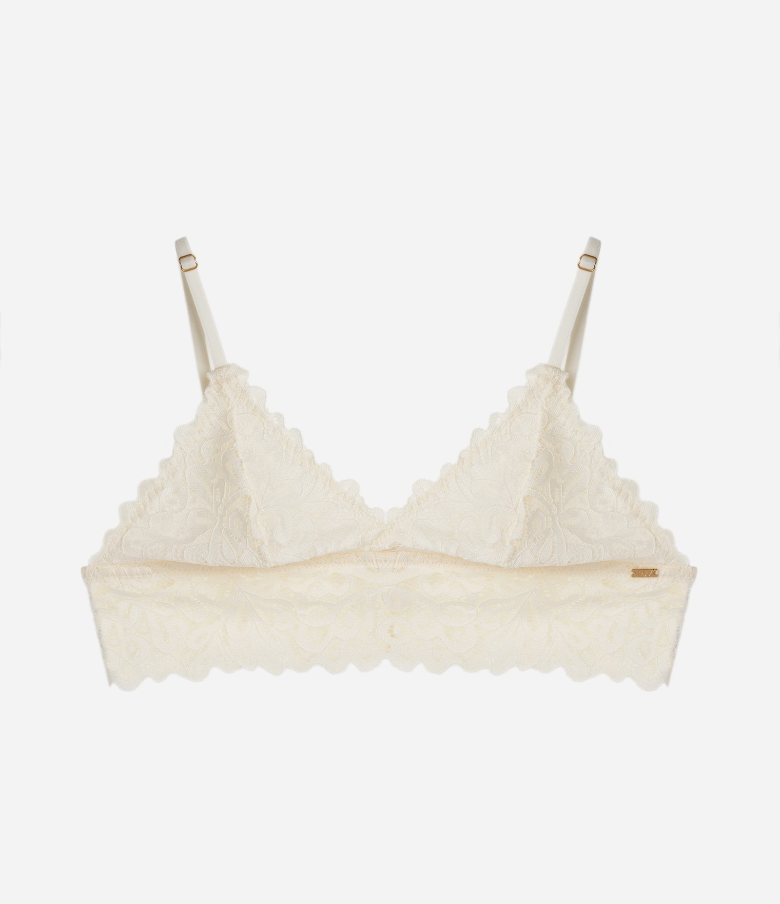 Sutiã Top em Renda Floral com Alças Reguláveis Bege 6