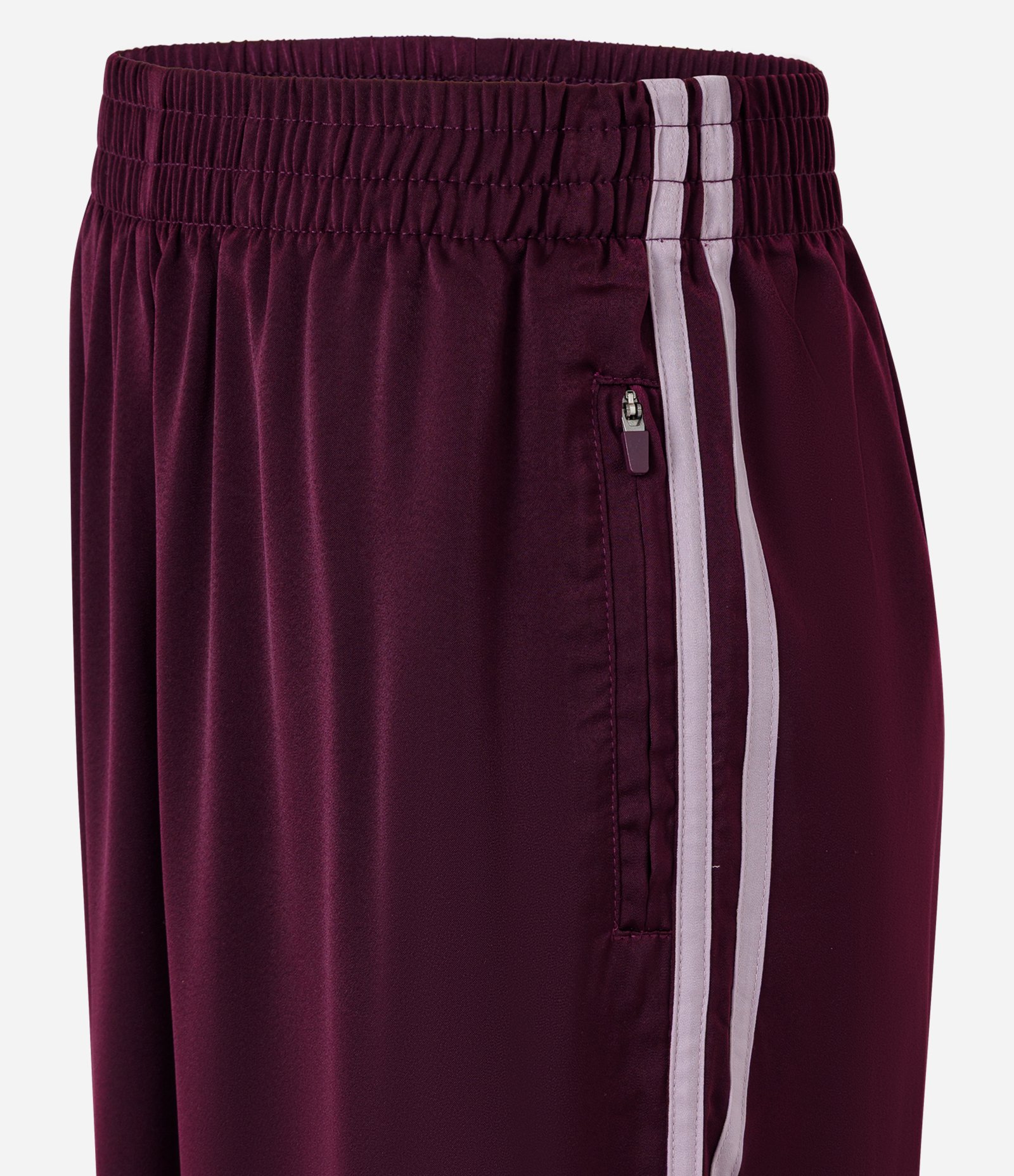 Calça Esportiva em Microfibra Acetinada com Listras Laterais Roxo 6