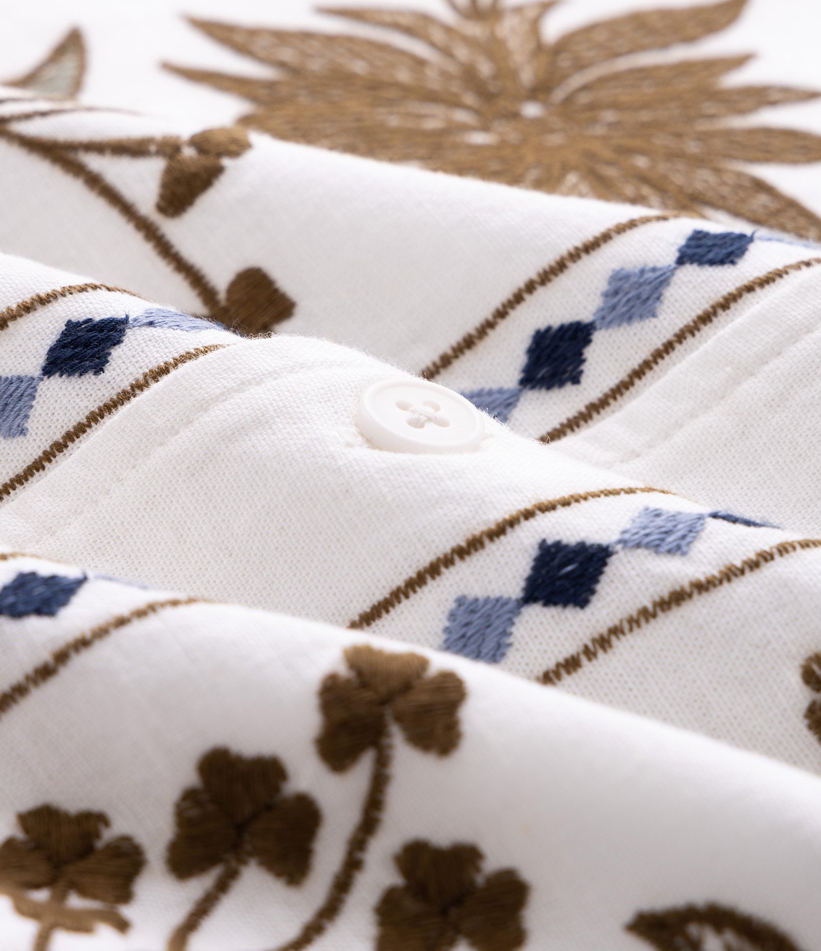 Camisa em Cotton com Bordado Floral Branco 7