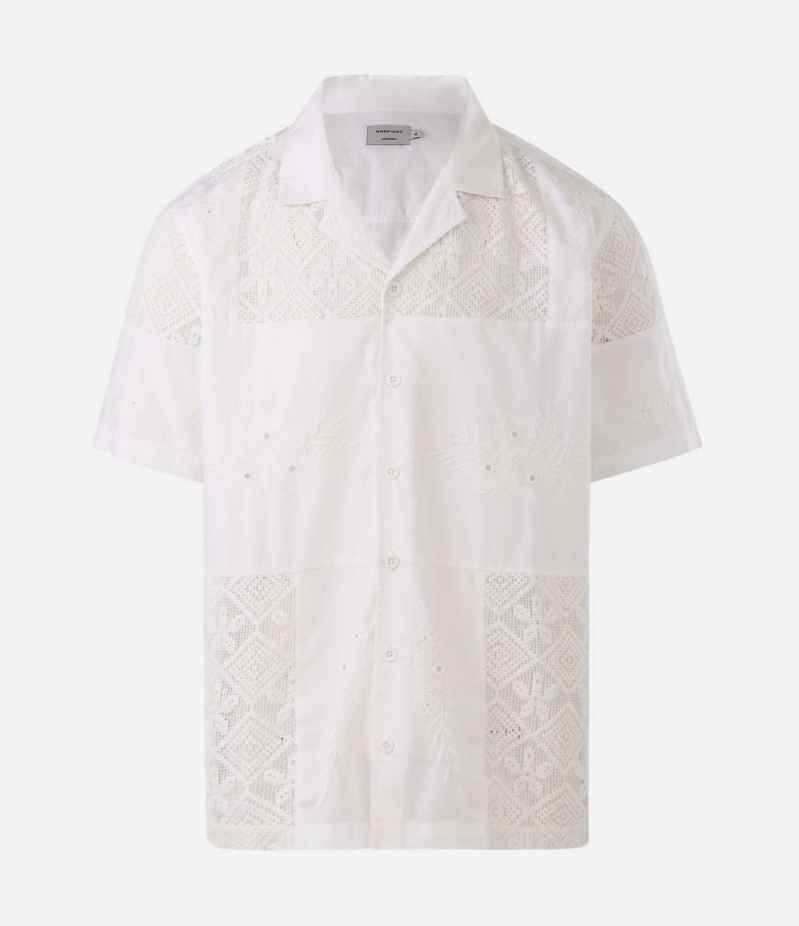 Camisa em Cotton com Patchwork de Triângulos Texturizada Branco 5
