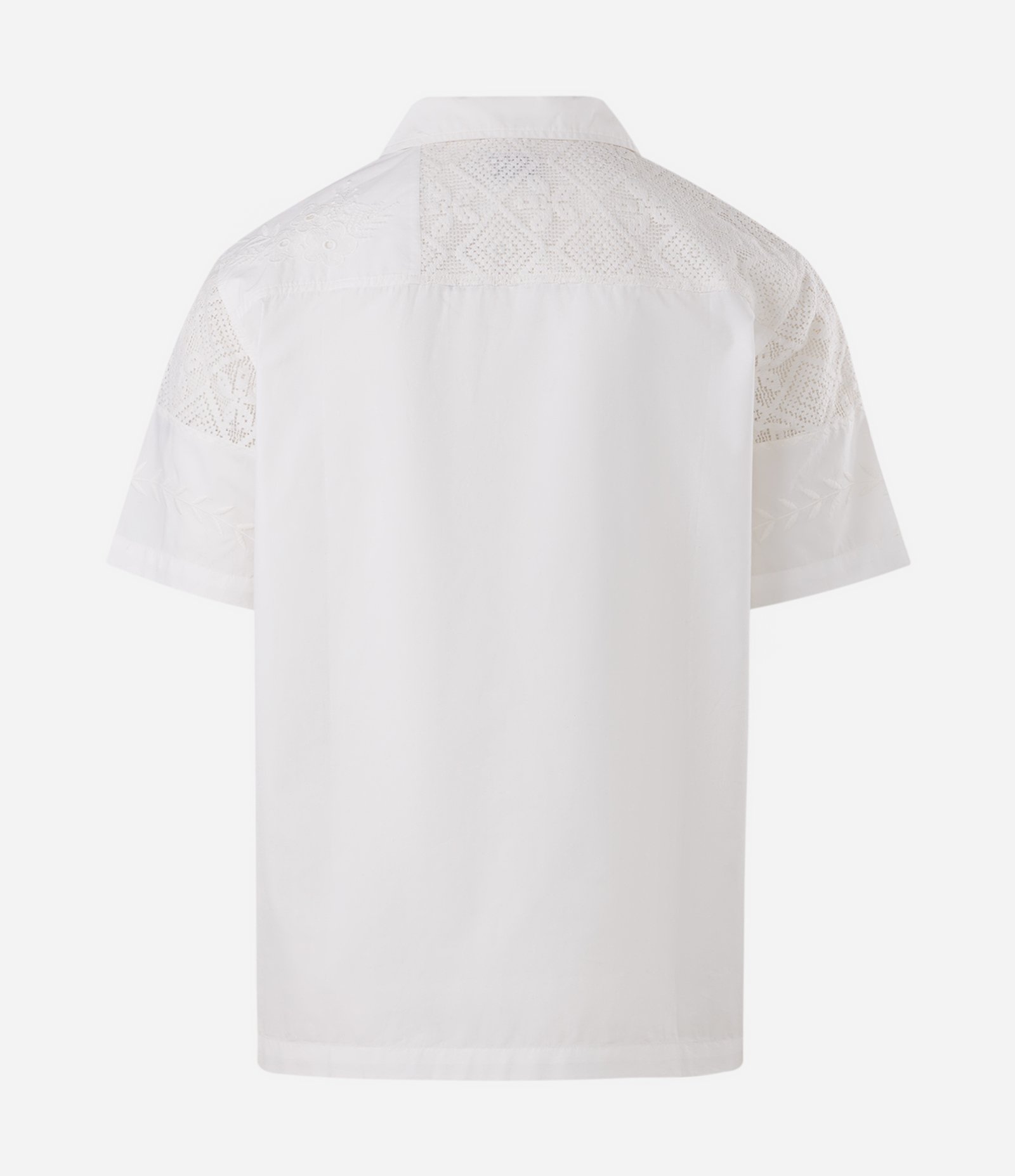 Camisa em Cotton com Patchwork de Triângulos Texturizada Branco 6