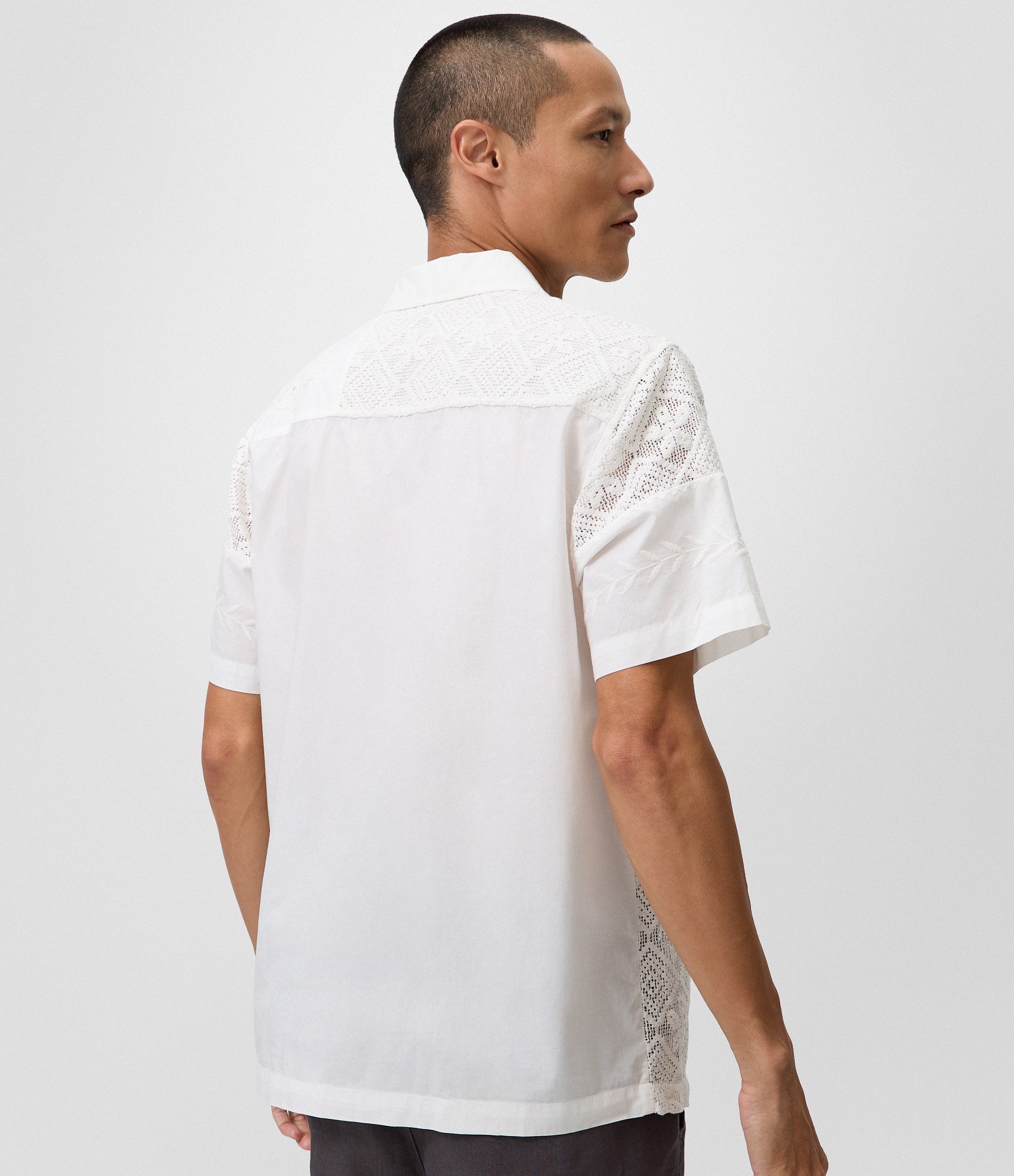 Camisa em Cotton com Patchwork de Triângulos Texturizada Branco 3