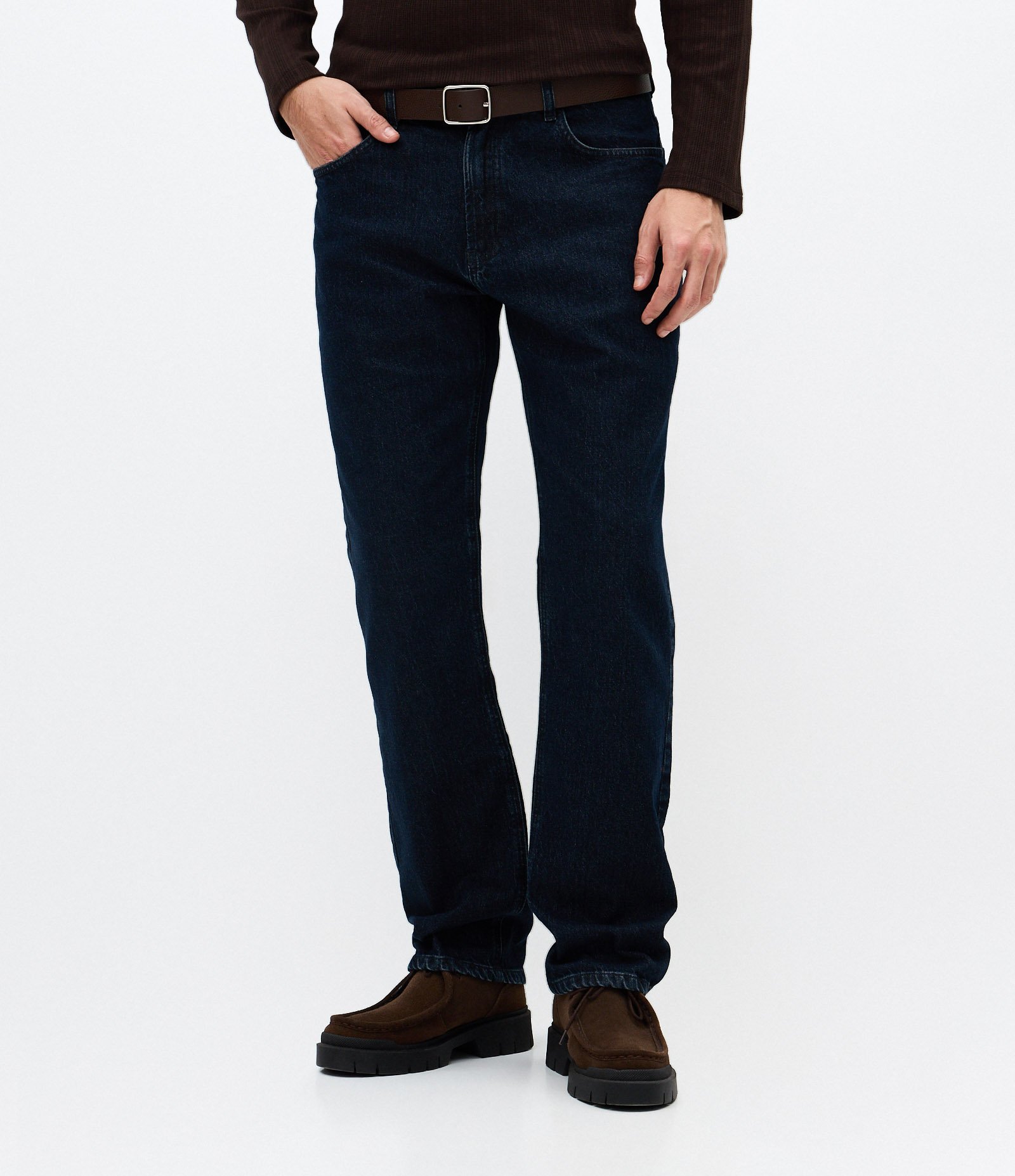 Calça Reta em Jeans com Lavagem Escura Preto 2