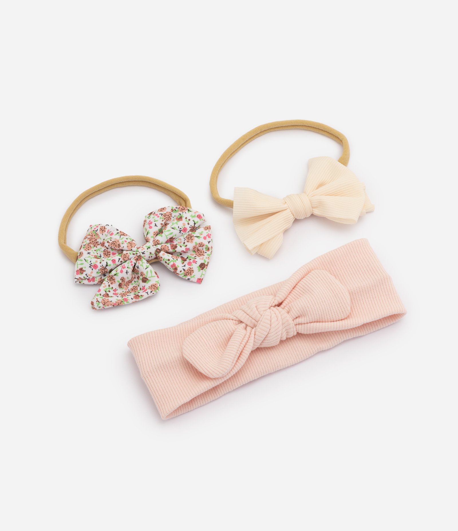 Kit 3 Faixa de Cabelo Infantil Em Tricoline - Tam Único Multicores 3