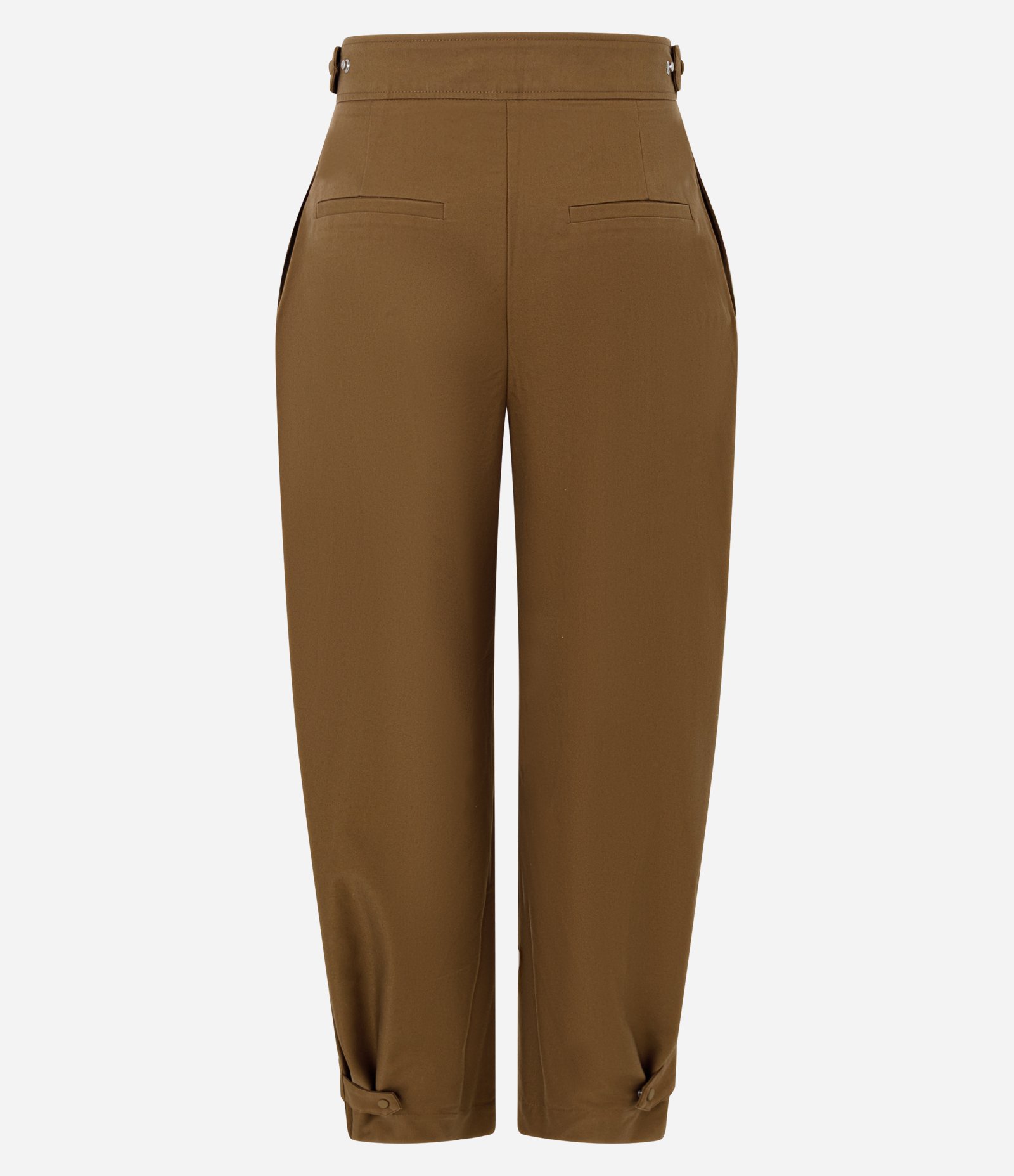 Calça Barrel Alfaiatada com Detalhe Ajustável na Barra Marrom 8