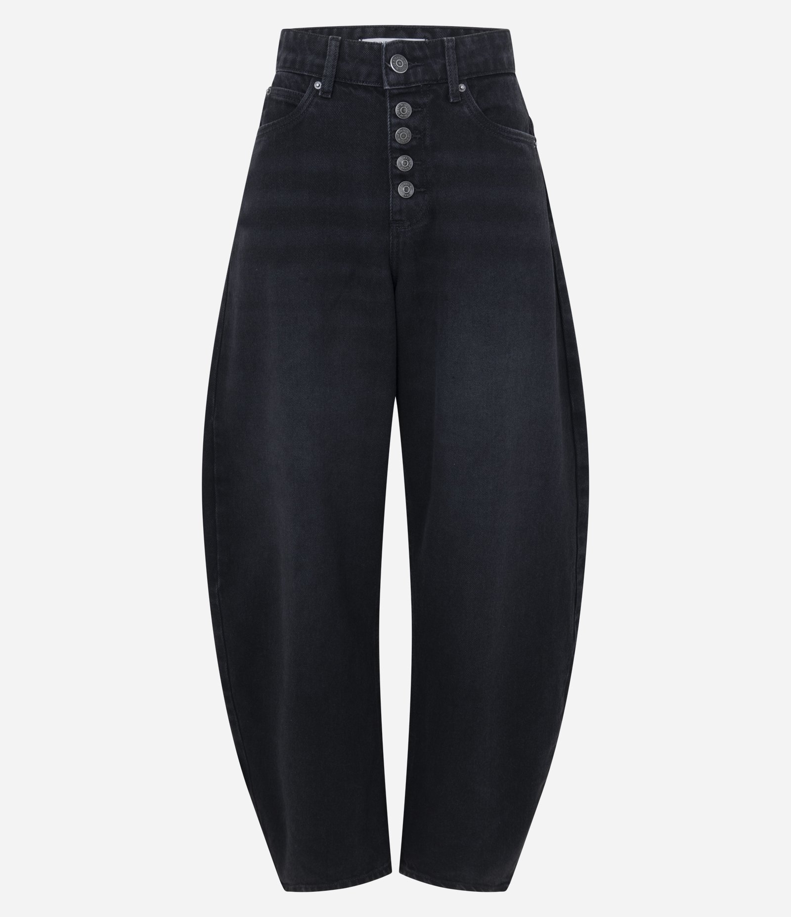 Calça Baggy Balloon em Jeans com Cintura Média Preto 1