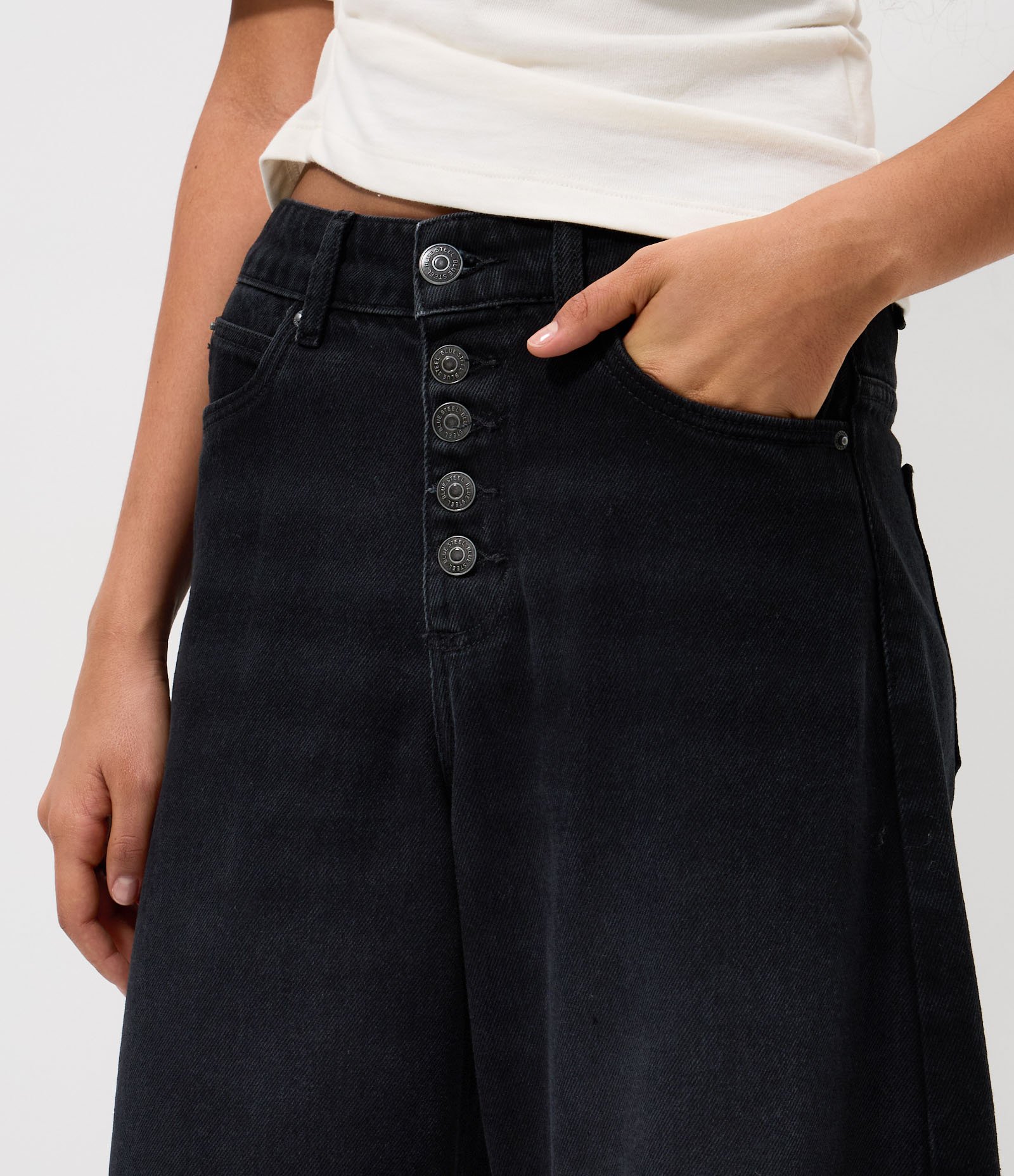 Calça Baggy Balloon em Jeans com Cintura Média Preto 3