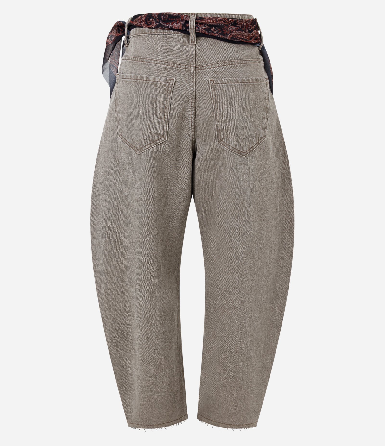 Calça Balloon em Sarja com Cintura Média e Lenço Paisley Verde Acinzentado 6