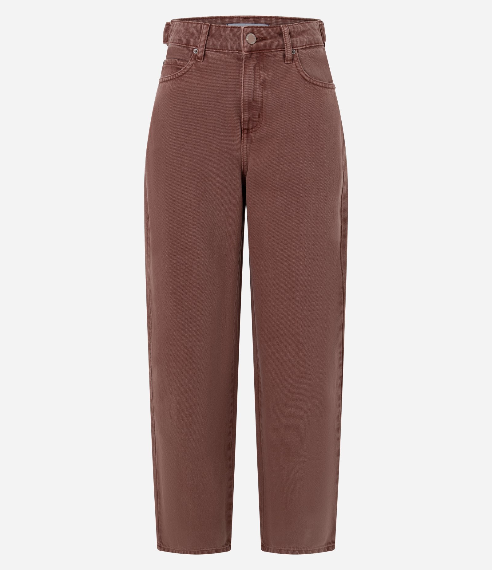 Calça Baggy em Sarja com Cintura Média Ajustável Rose 1