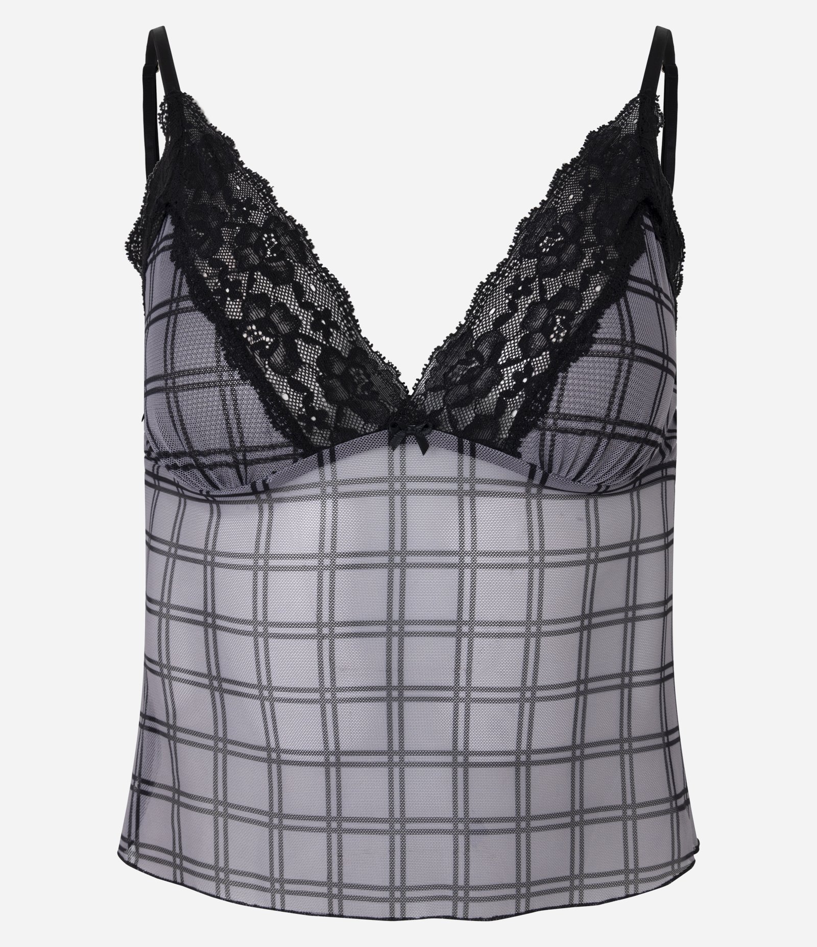 Camisete em Tule com Estampa Xadrez Preto 5