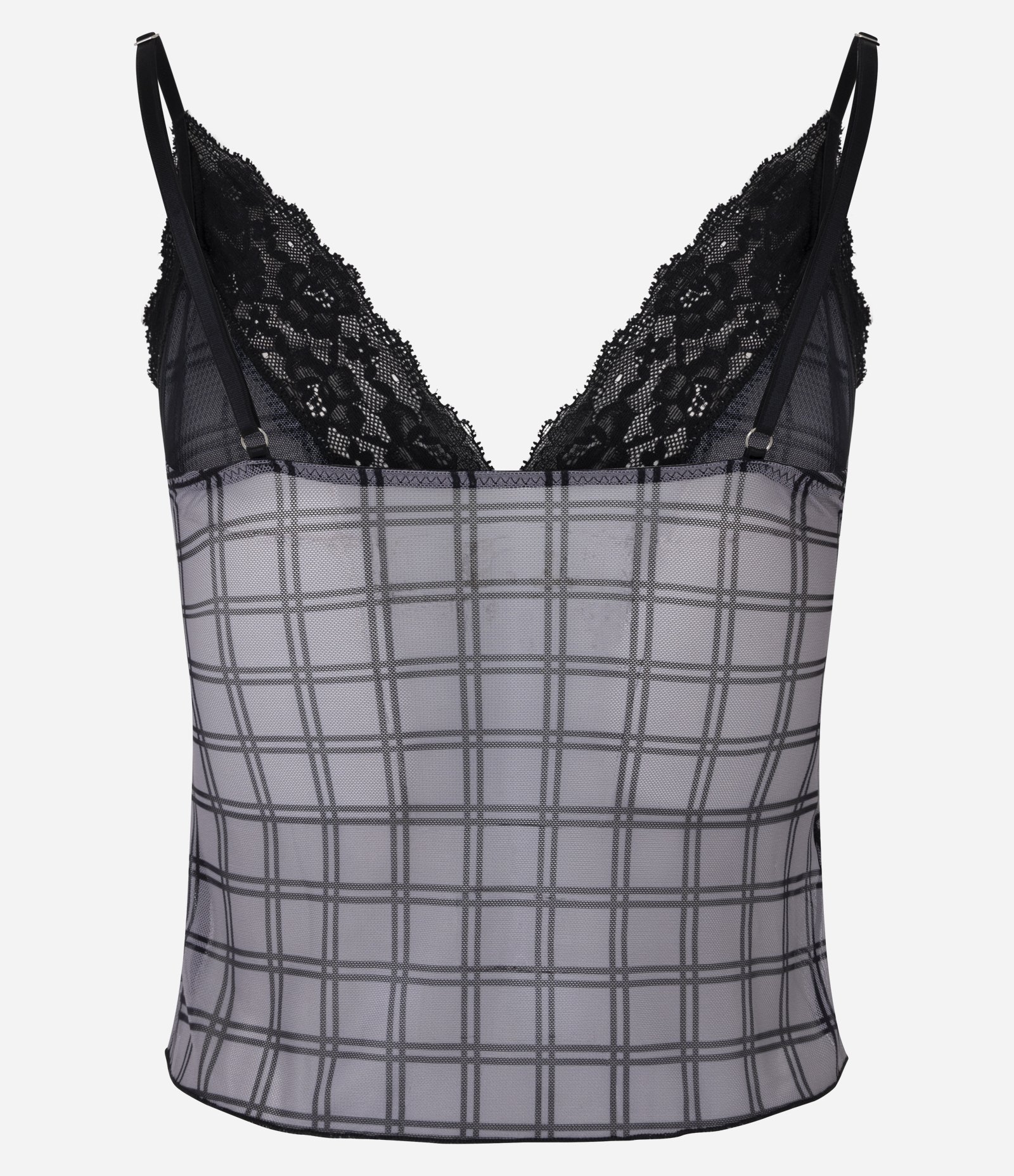 Camisete em Tule com Estampa Xadrez Preto 7