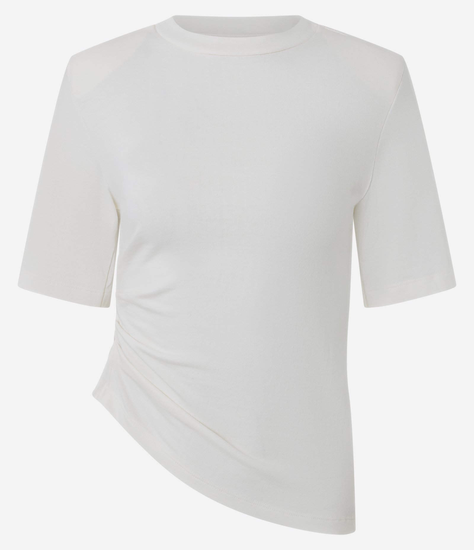 Blusa em Algodão com Ombreiras e Barra Assimétrica Branco 1