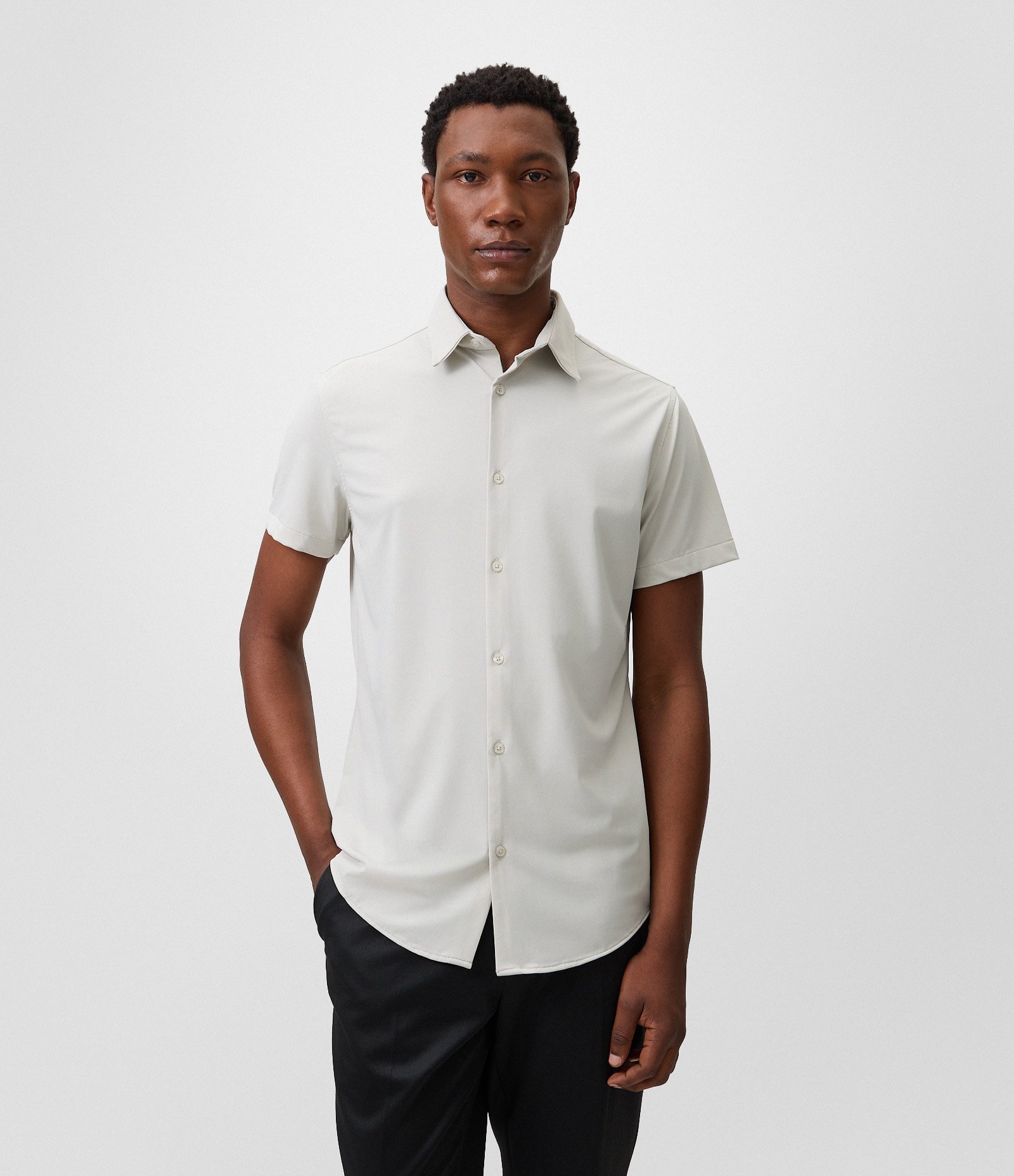 Camisa Performance em Poliamida Toque Gelado Cinza Claro 1