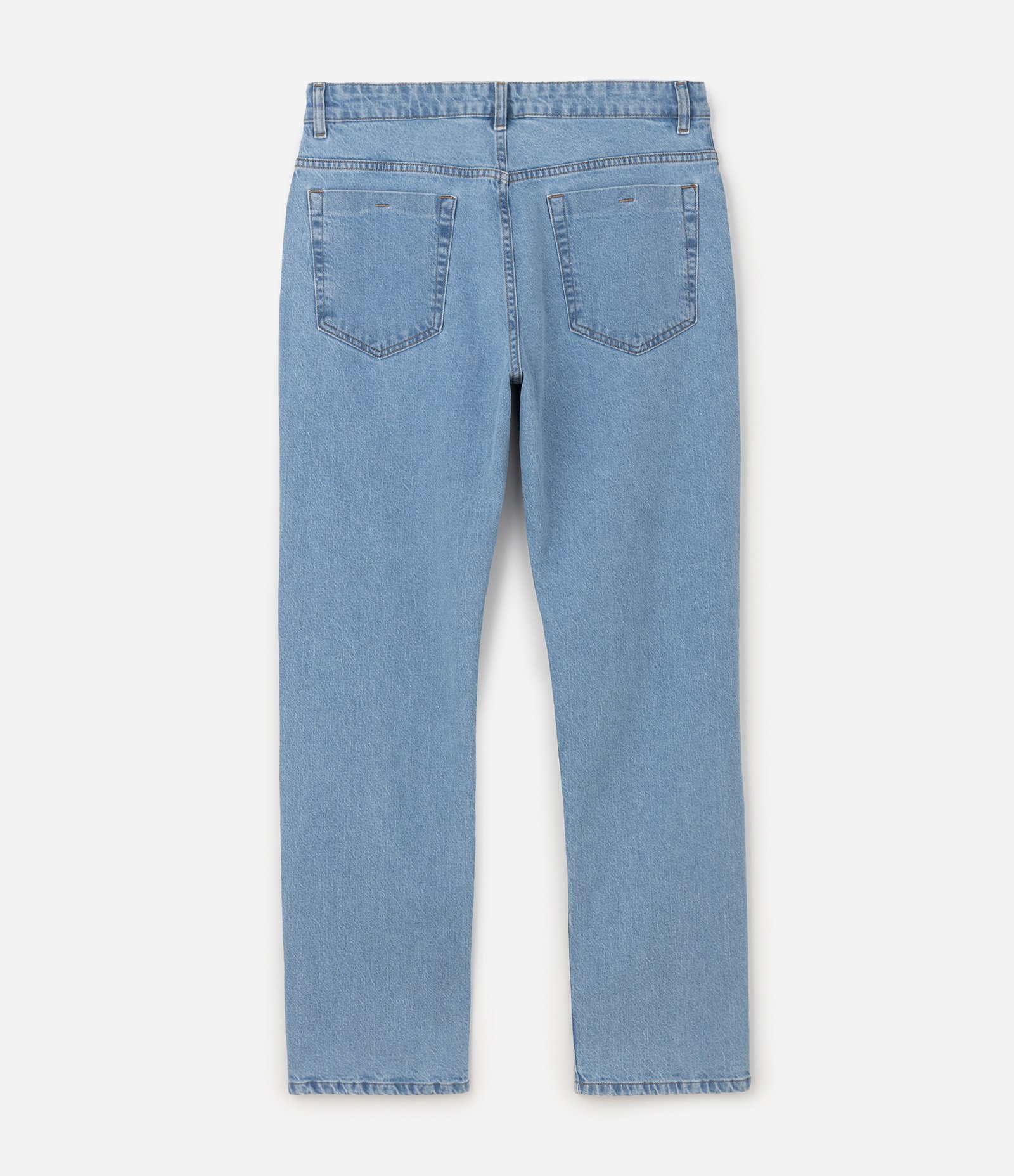 Calça Reta em Jeans com Bolsos Funcionais Azul Claro 4