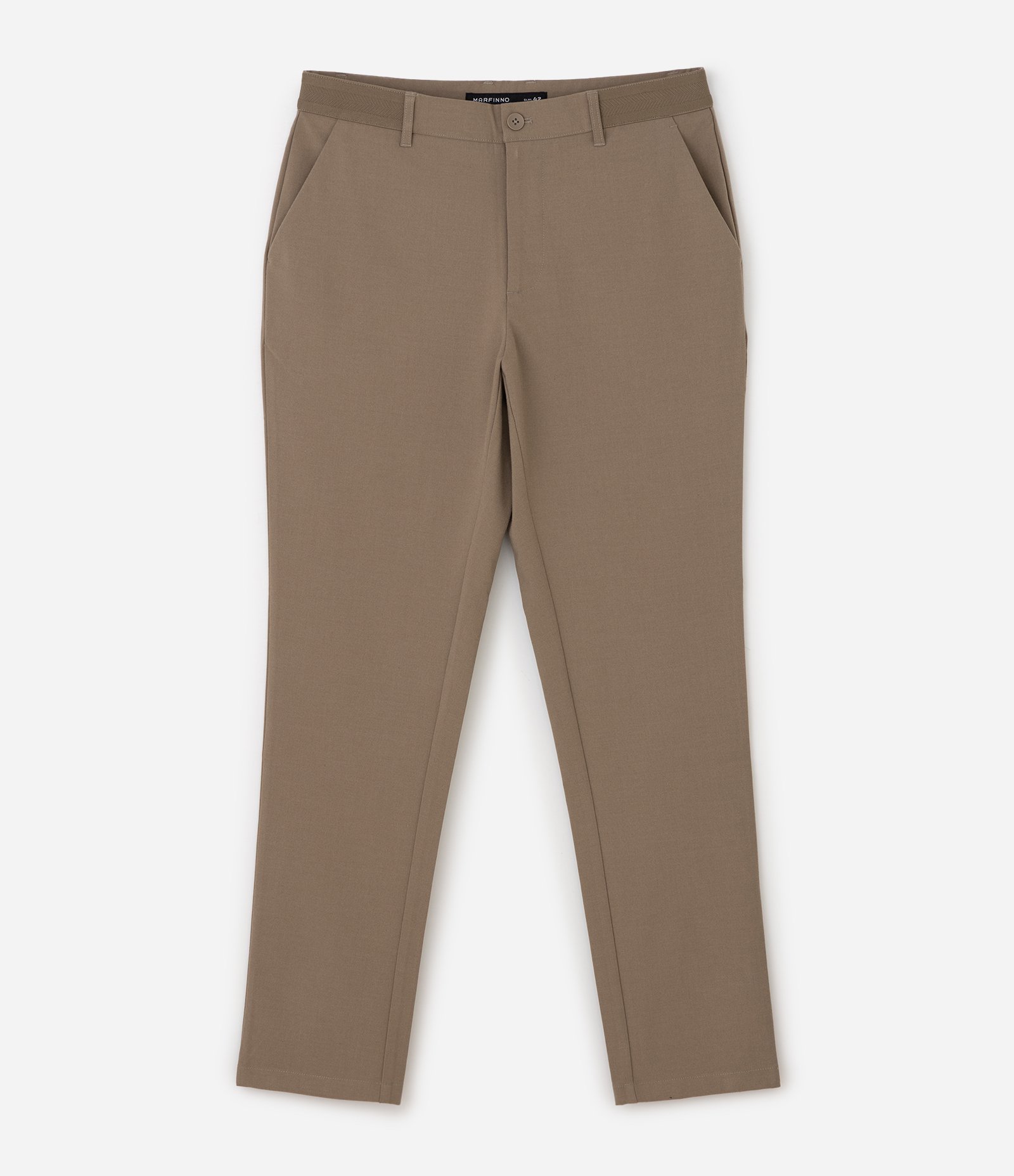 Calça Slim com Cós Elástico e Bolsos Marrom 5