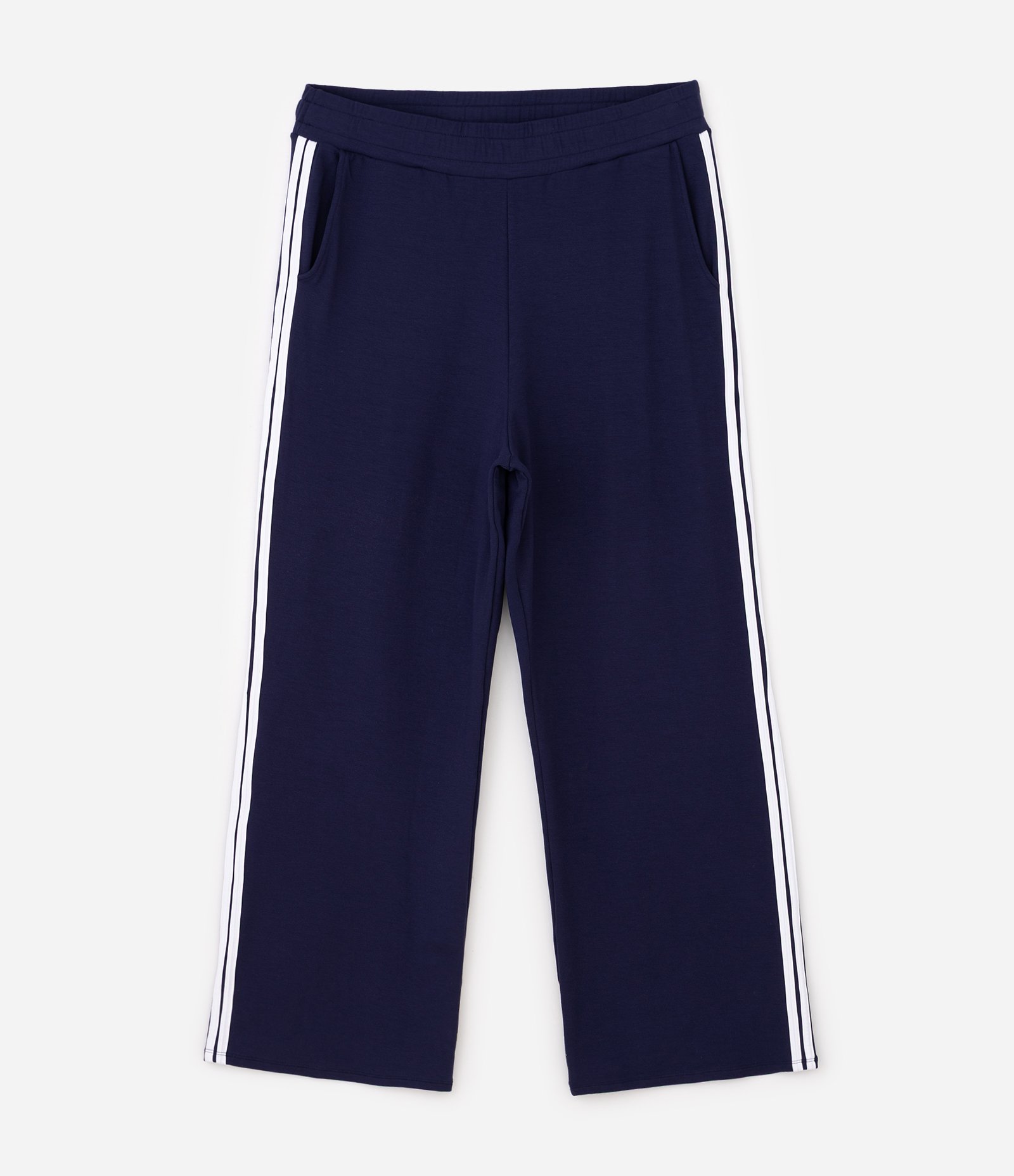 Calça Ampla Sportcore com Listras Laterais Curve & Plus Size Azul 6