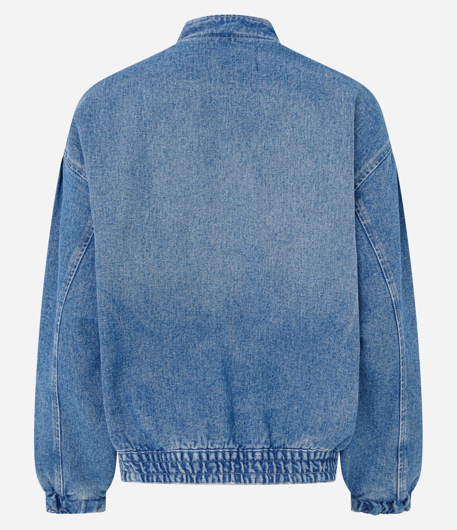 Jaqueta Bomber em Jeans com Punhos Ajustados e Botões Azul 6