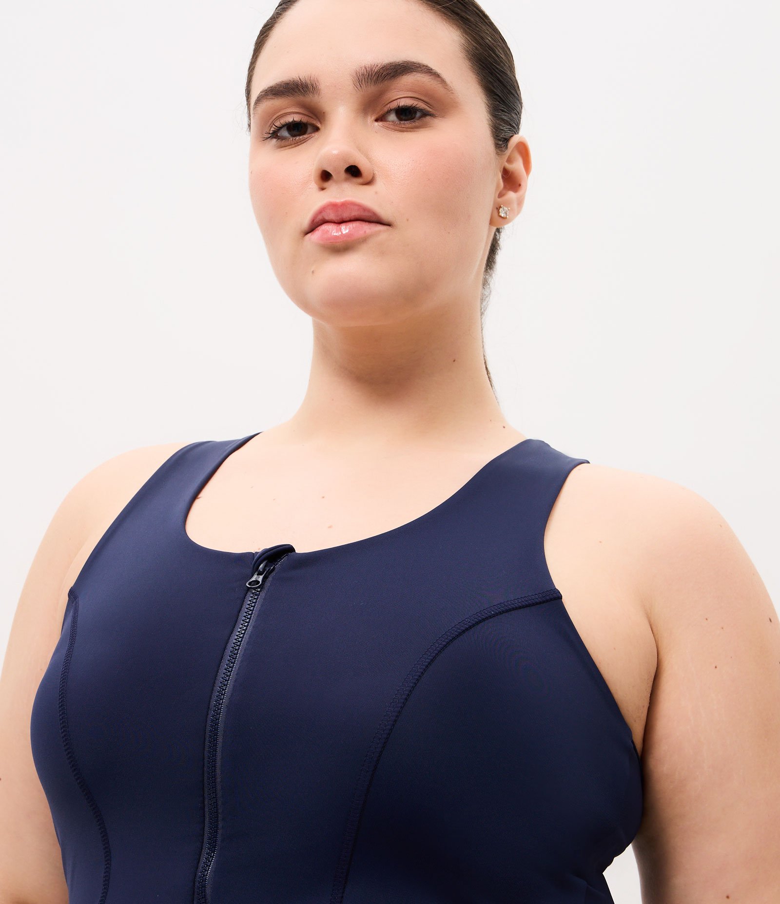 Top Nadador Esportivo em Poliamida com Zíper Curve & Plus Size Azul 4