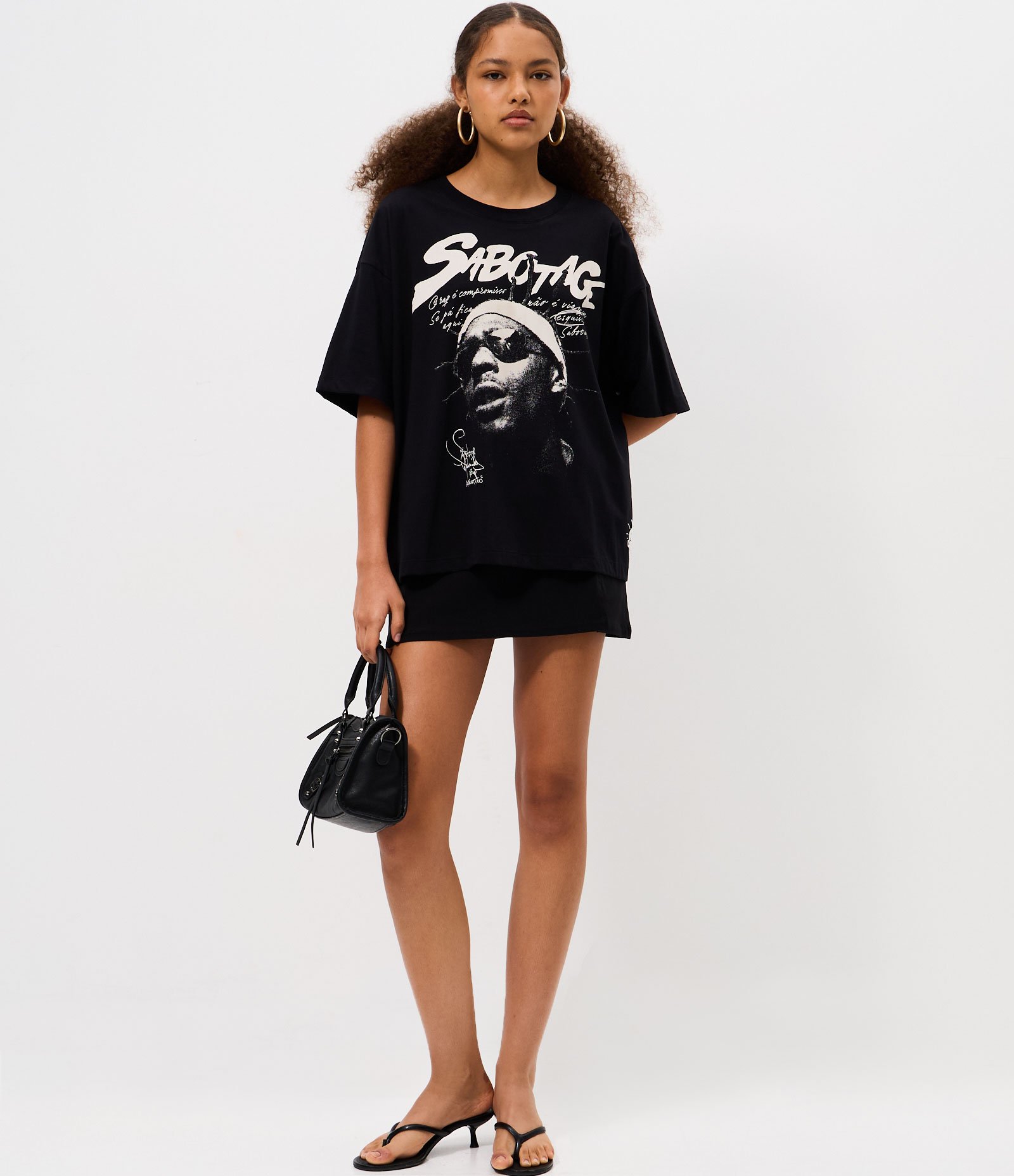 Camiseta em Algodão com Estampa Sabotage Rap é Compromisso Preto 2
