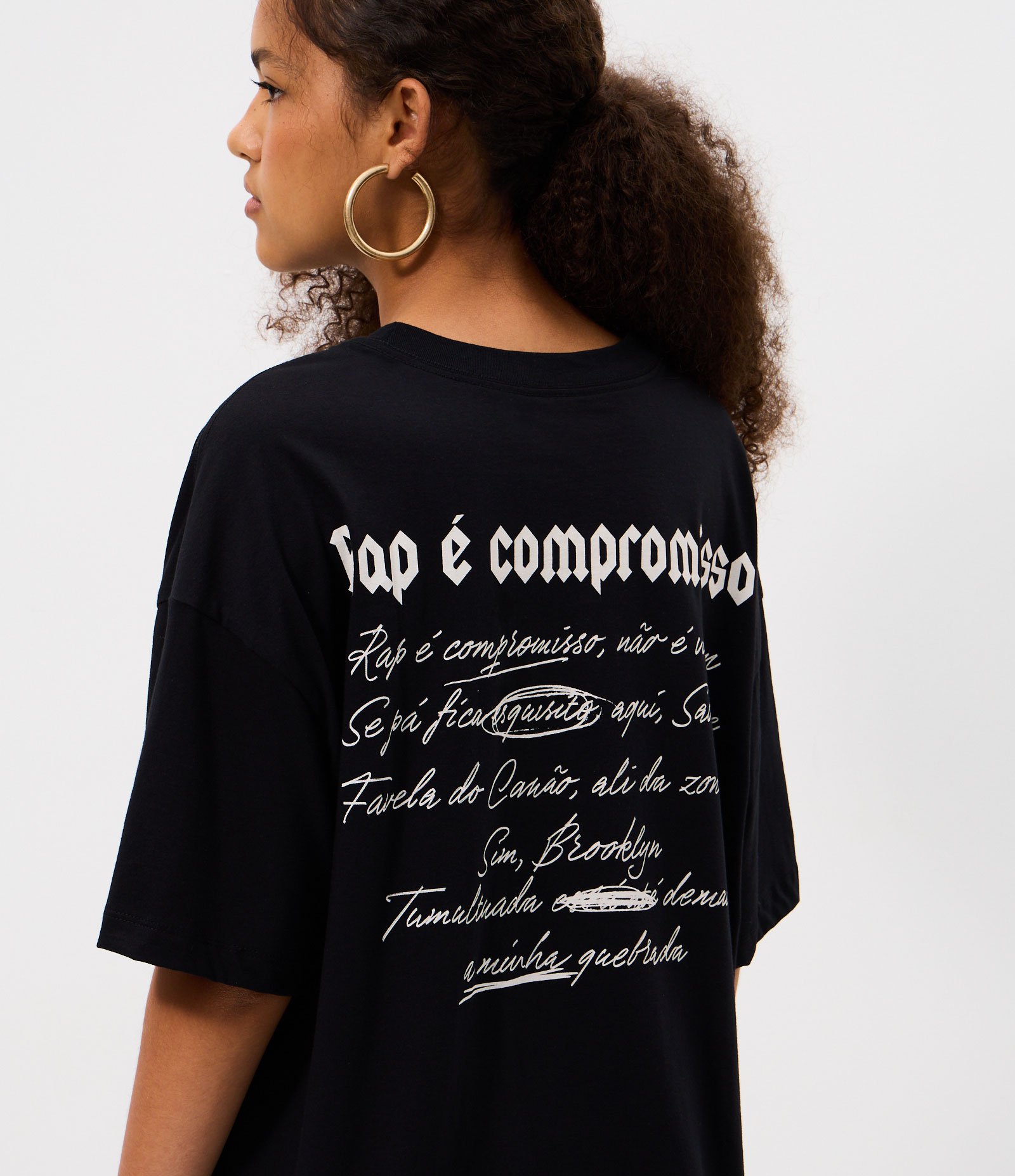 Camiseta em Algodão com Estampa Sabotage Rap é Compromisso Preto 4