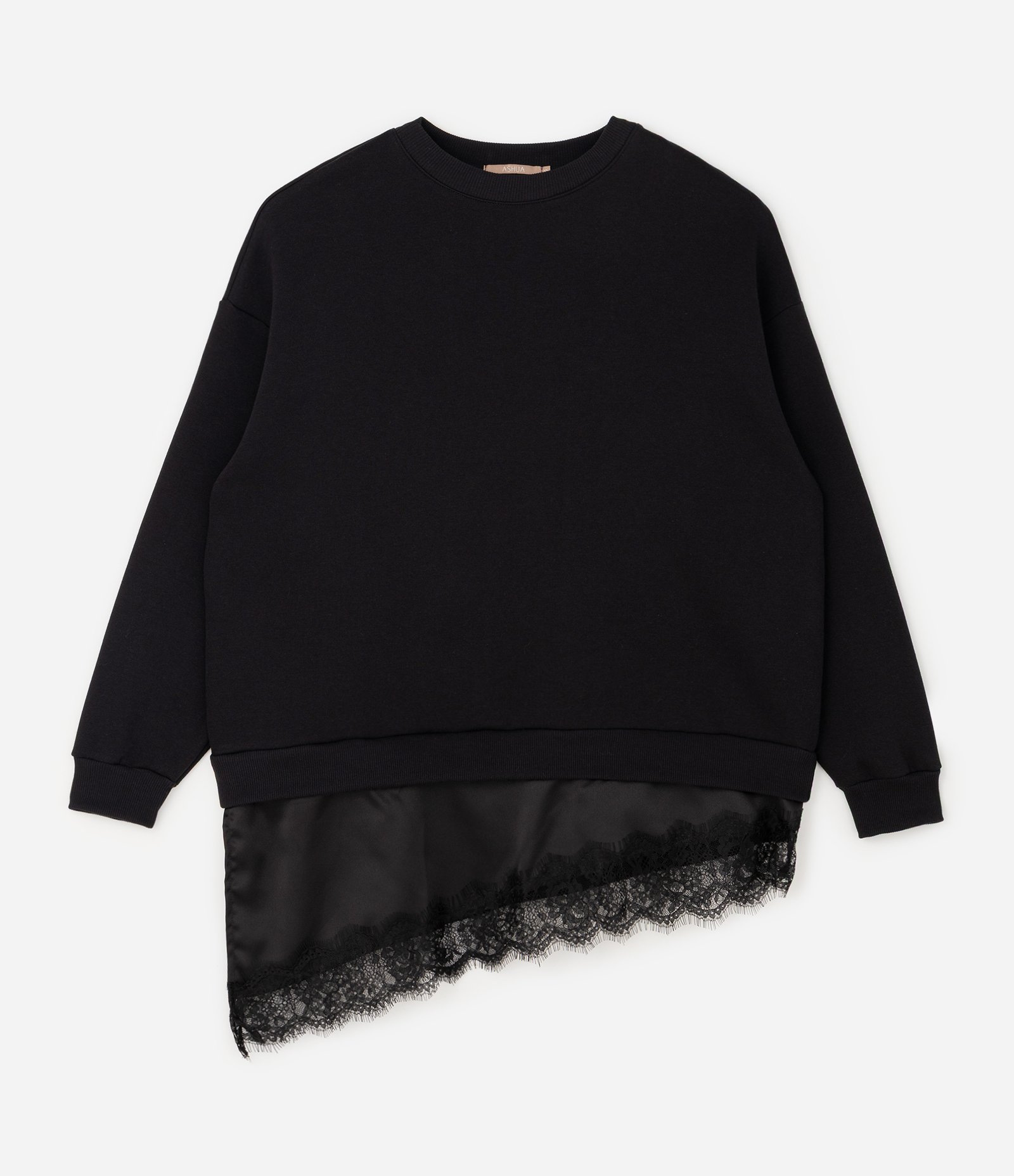 Casaco Oversized com Renda na Barra Curve & Plus Size Preto 1