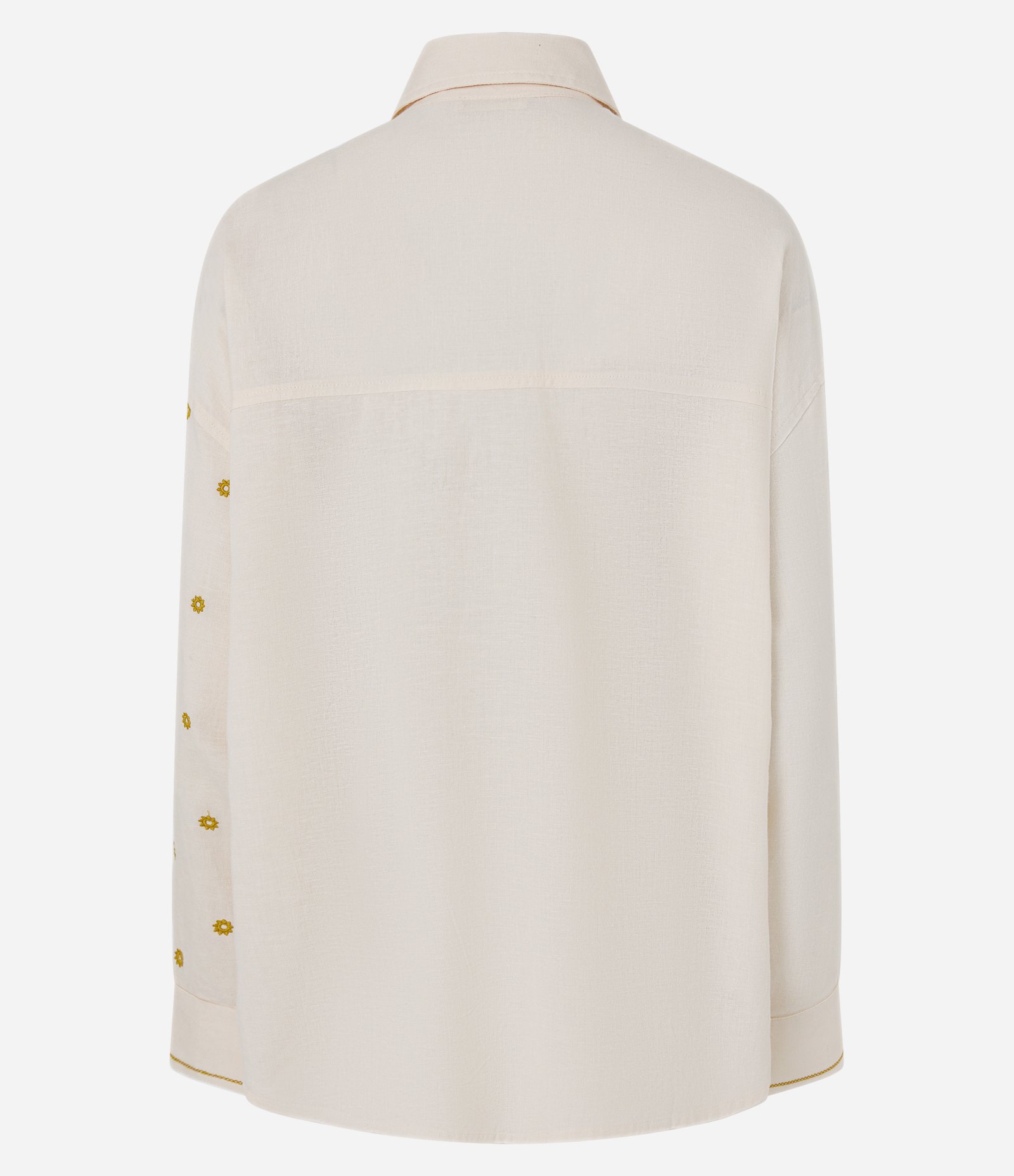 Camisa Oversized em Laise com Bordado Floral Localizado Branco 3