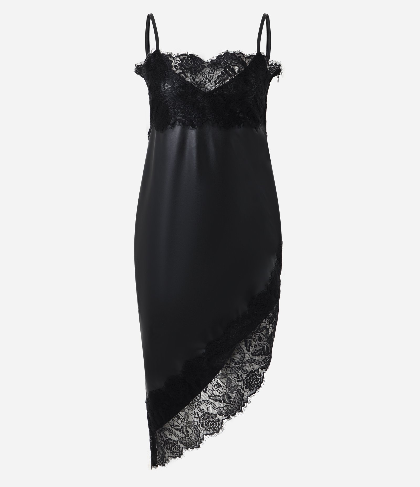 Vestido Midi de Alcinha em PU com Detalhe em Renda Preto 5