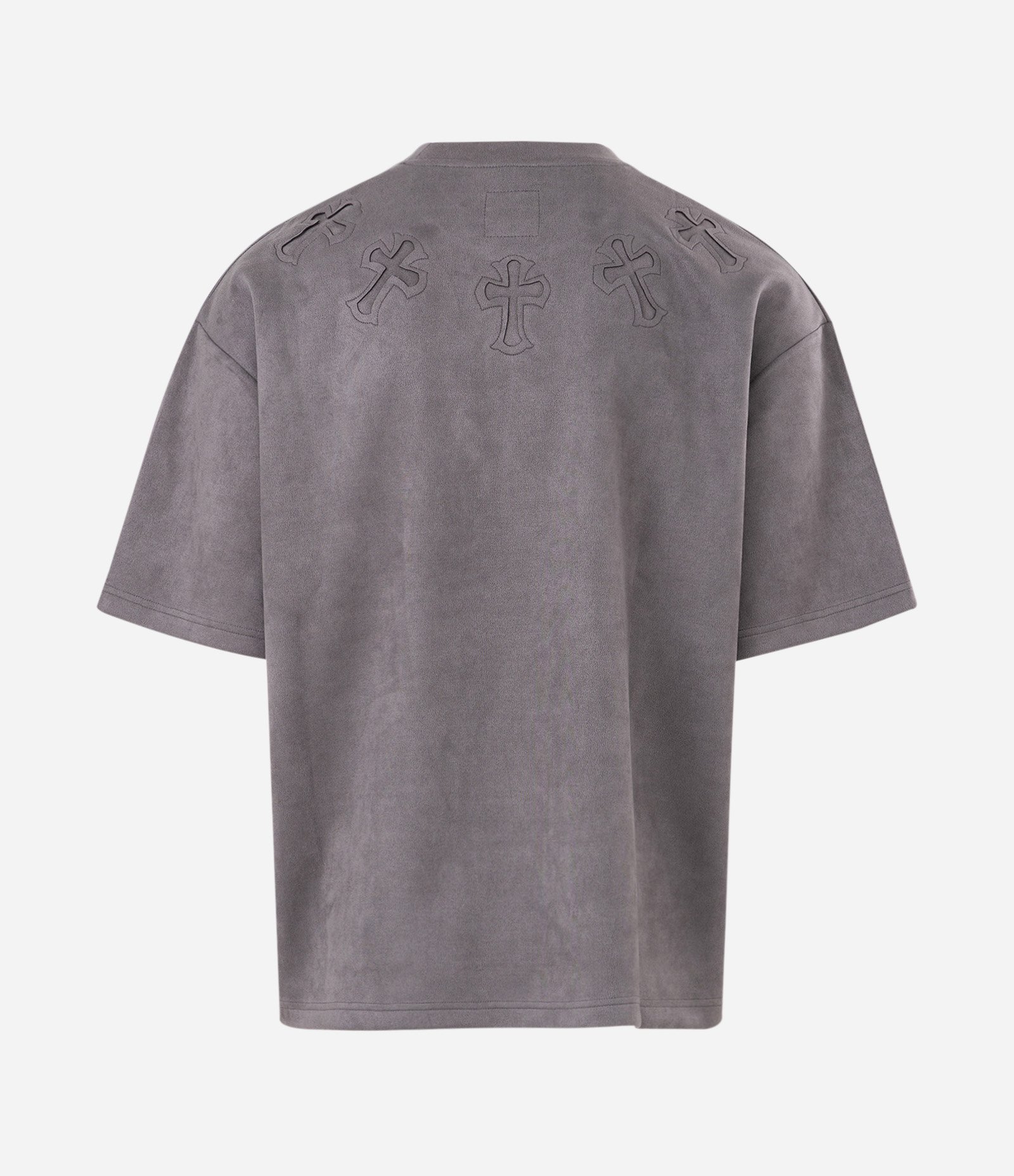 Camiseta Oversized em Suede com Aplicações em Relevo Cinza 6