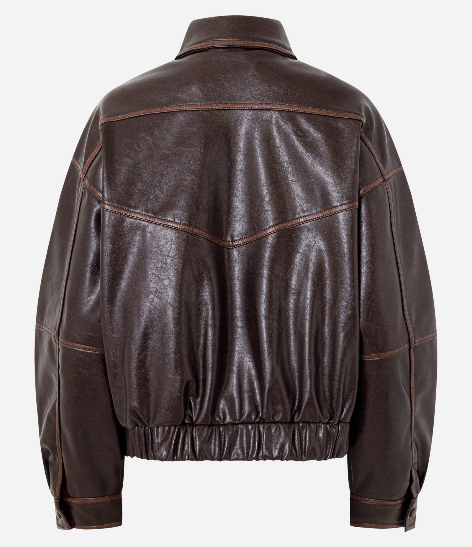 Jaqueta Bomber em PU com Elástico na Barra e Botões Forrados Deep Mahogany 6