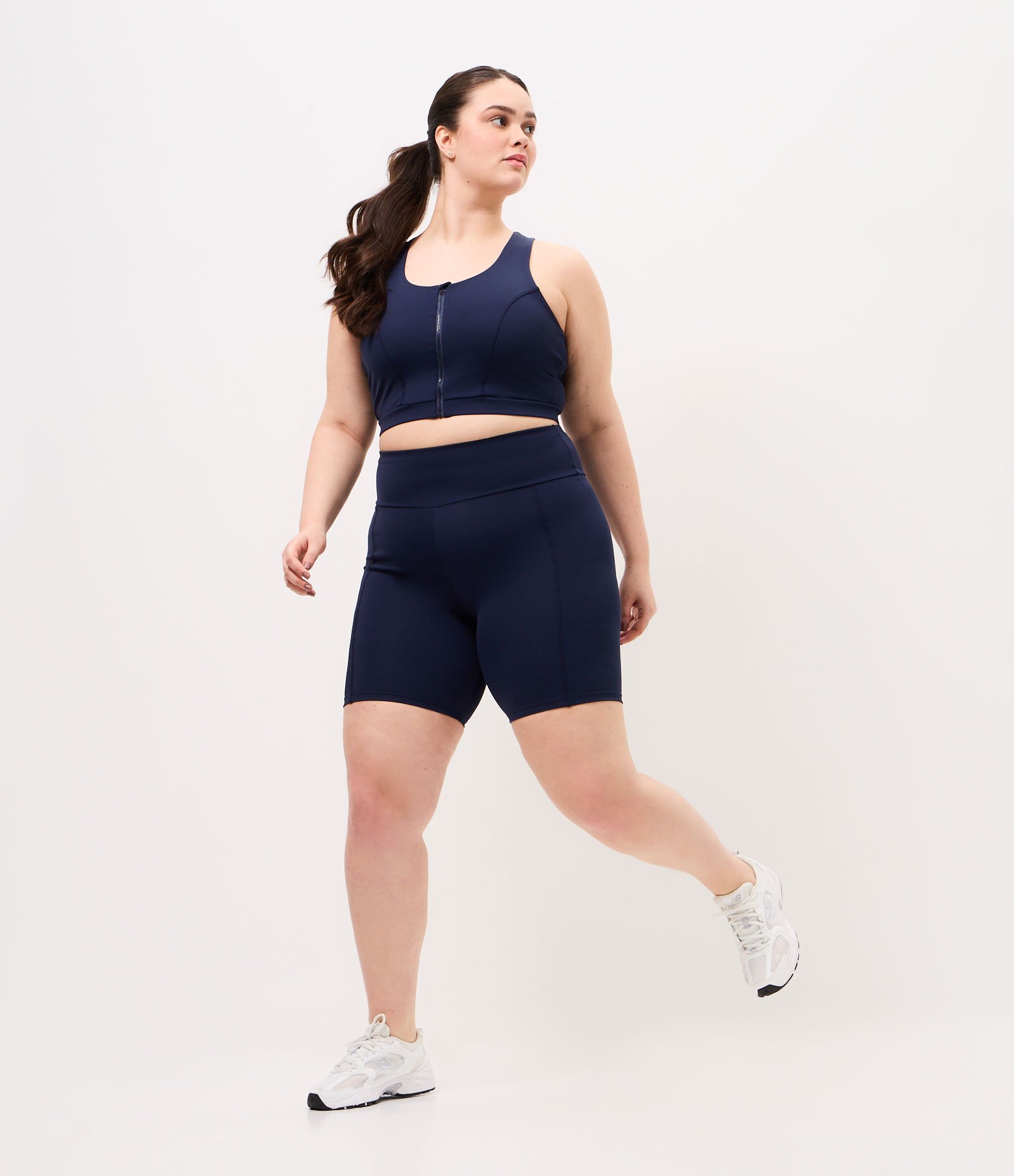 Short Ciclista Esportivo em Poliamida com Cós Largo Curve & Plus Size Azul 1