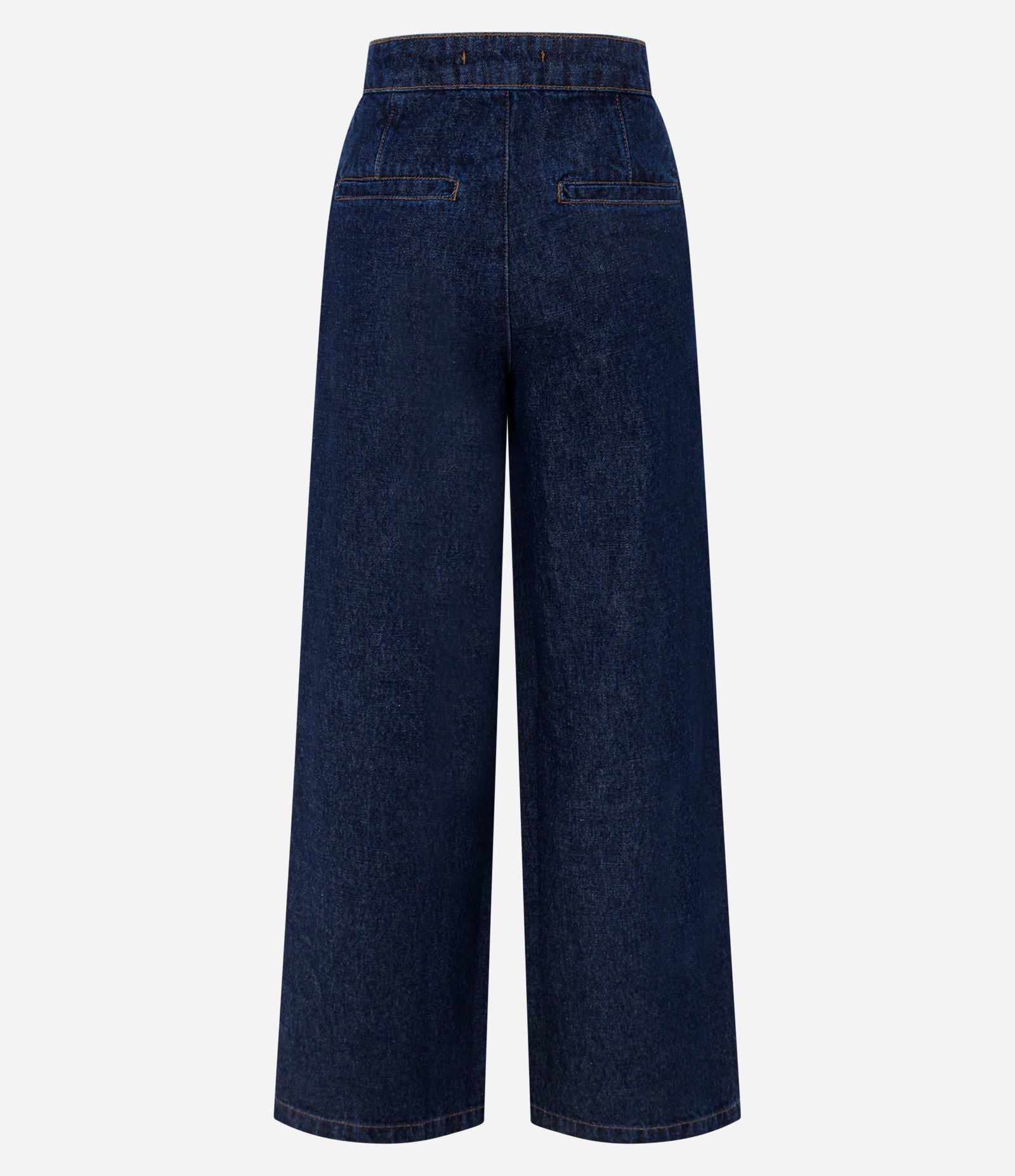 Calça Wide em Jeans com Botões Frontais Escuro 6